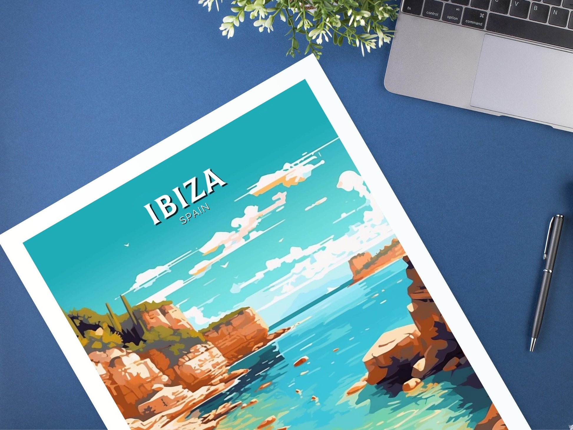 Ibiza Travel Print | Ibiza Illustration | Ibiza Wall Art | Ibiza Print | Spain Print | Spain Home Decor | Spain Poster | ID 036