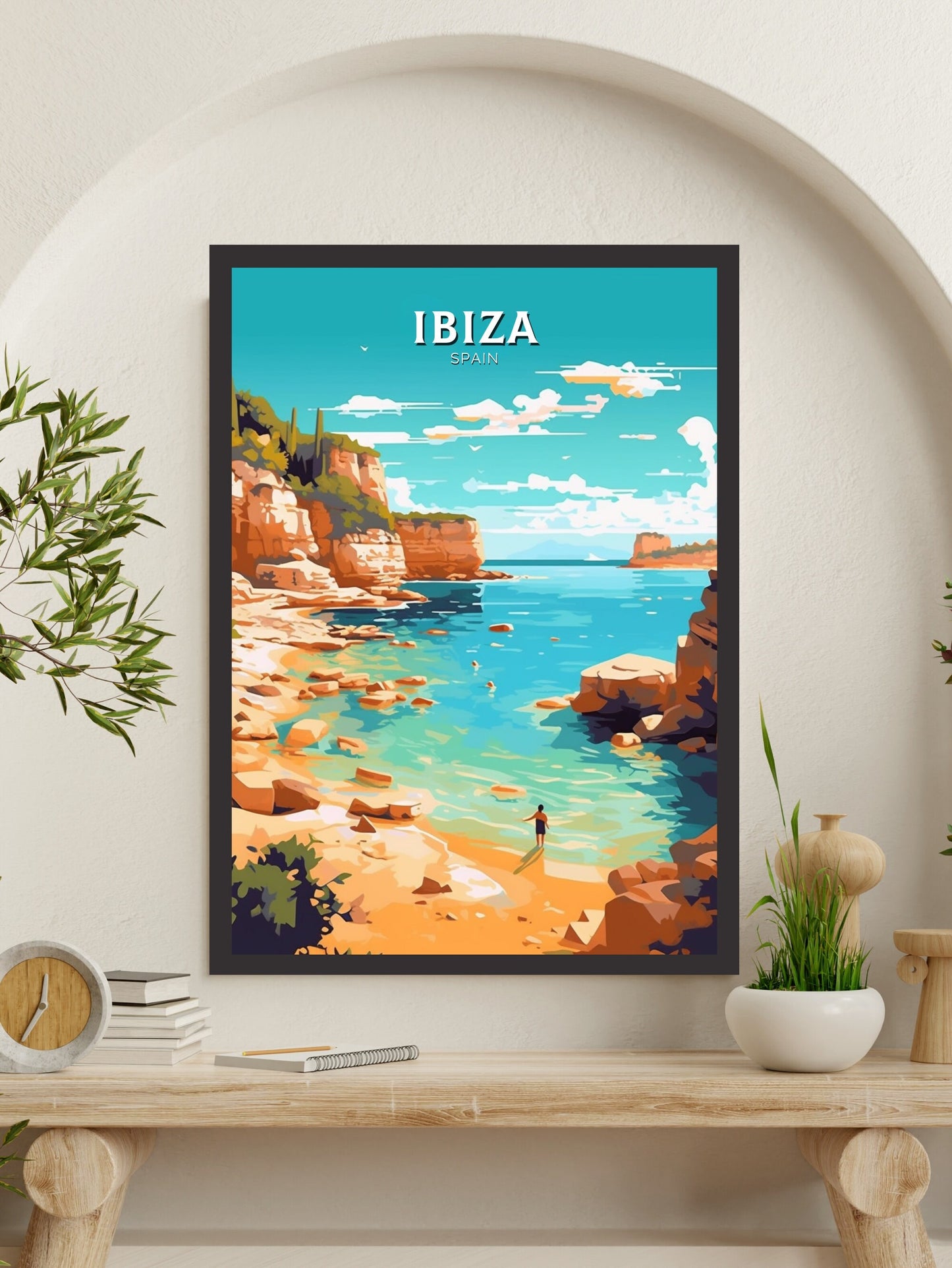 Ibiza Travel Print | Ibiza Illustration | Ibiza Wall Art | Ibiza Print | Spain Print | Spain Home Decor | Spain Poster | ID 036