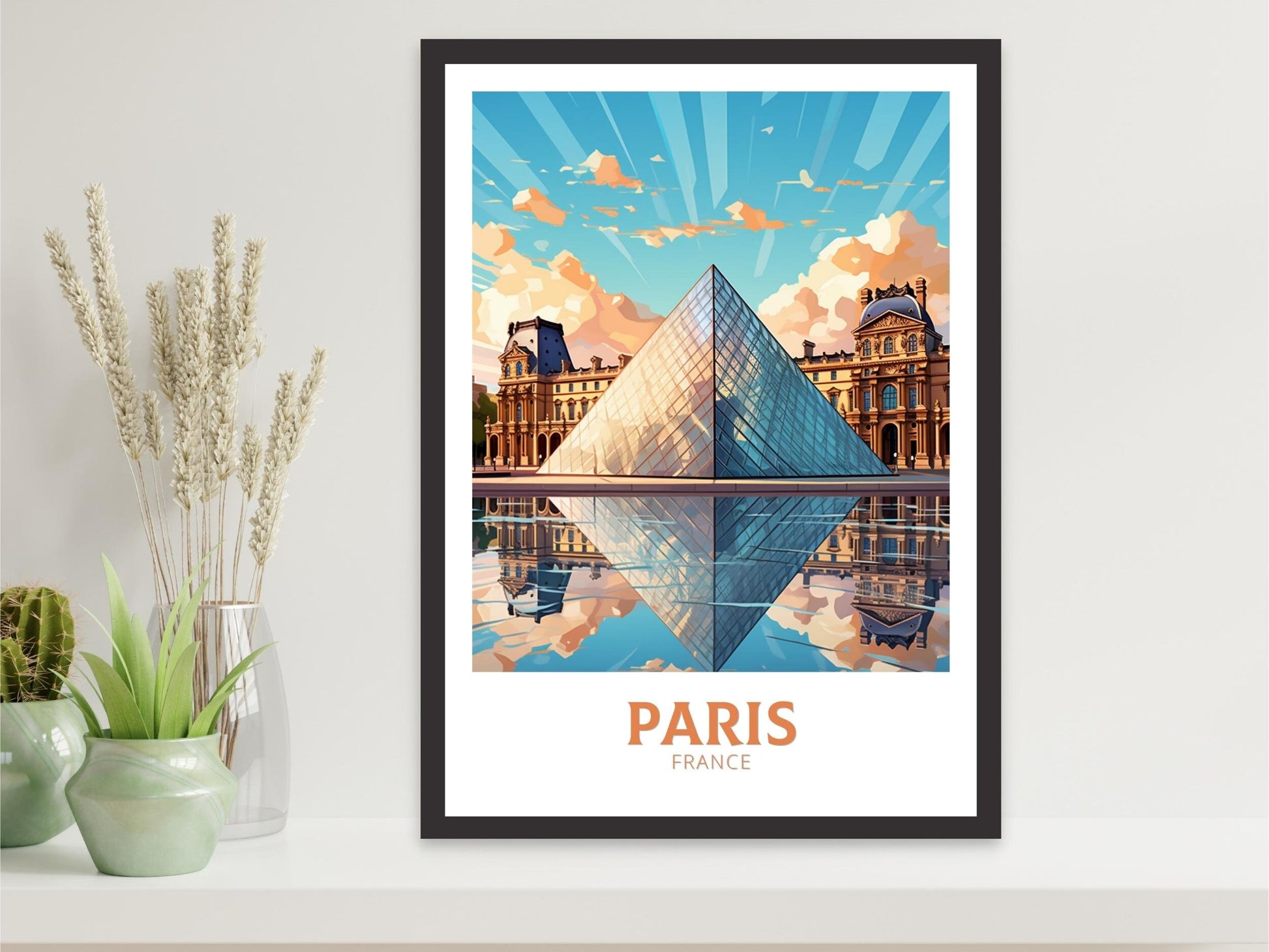 Paris The Louvre Poster | Paris Travel Print | The Louvre Museum Illustration | Paris Wall Art | France Print | Paris France Painting ID 375