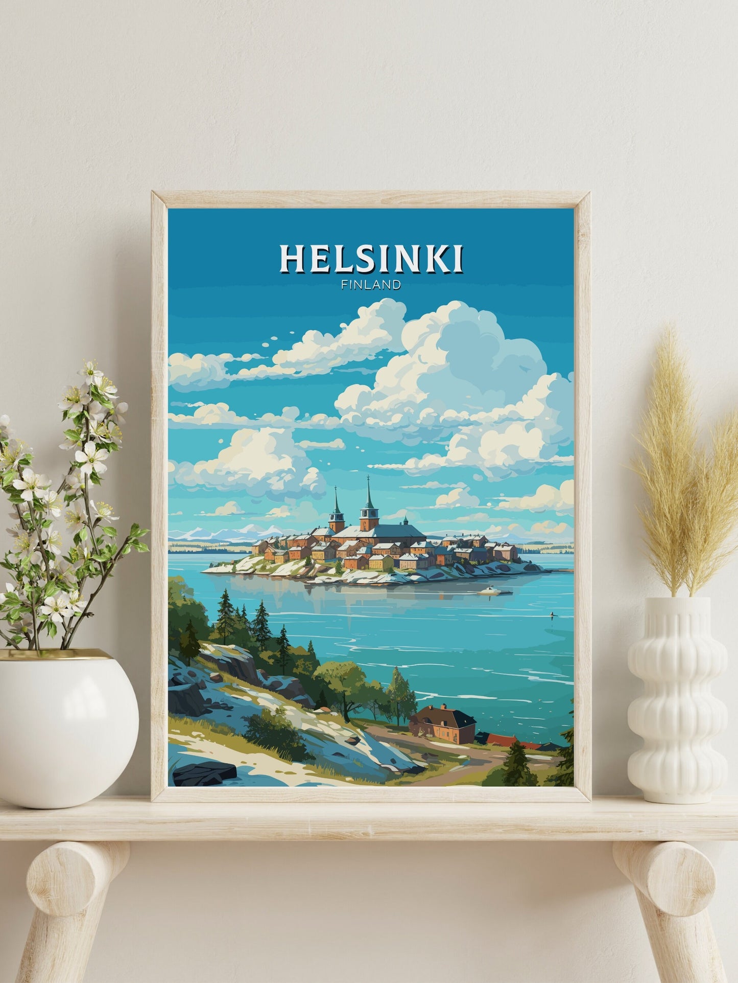 Helsinki Poster | Helsinki Print | Helsinki Art | Helsinki Travel Art | Helsinki Illustration | Finland Print | Suomenlinna fortress ID 578