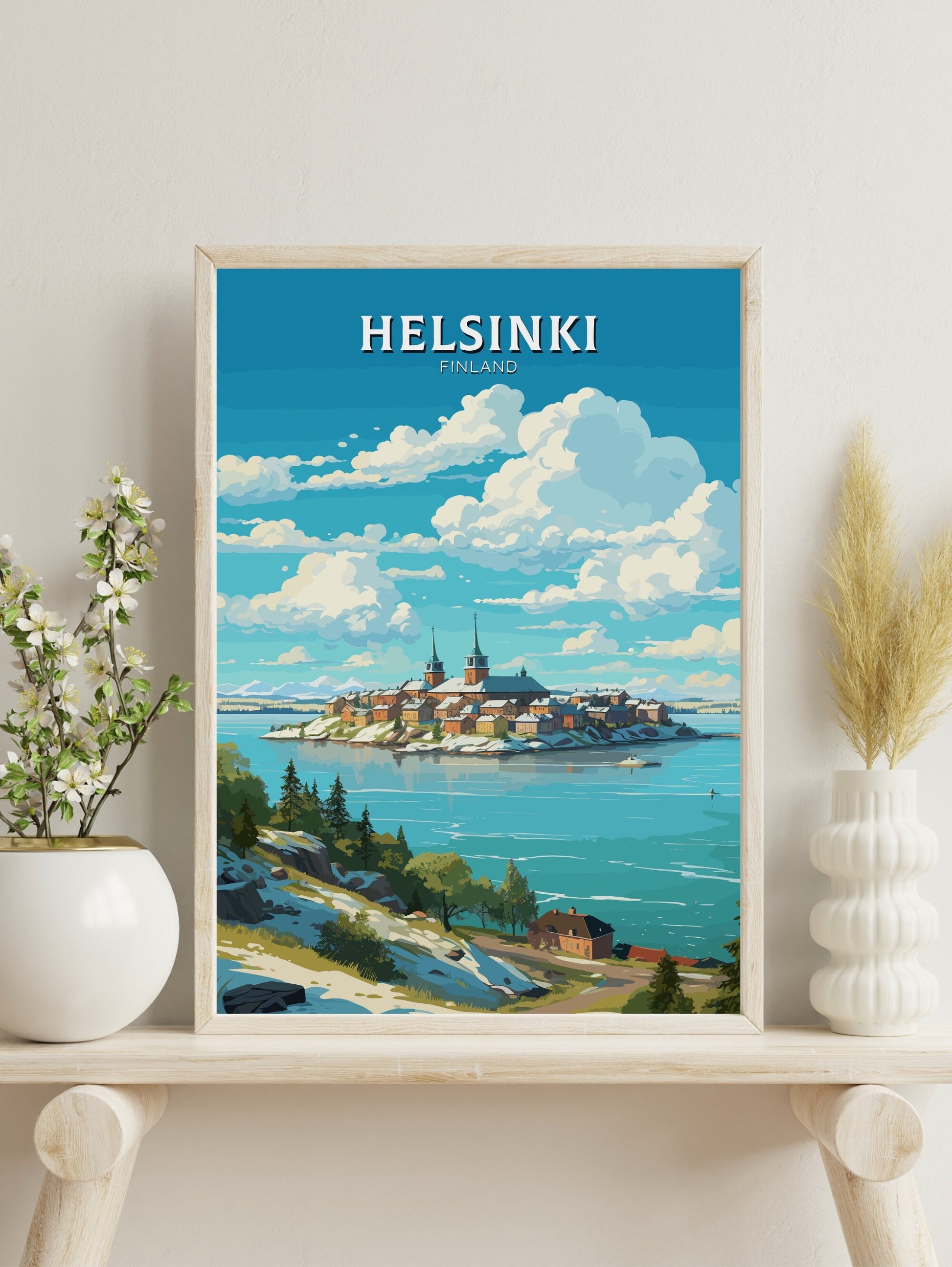 Helsinki Poster | Helsinki Print | Helsinki Art | Helsinki Travel Art | Helsinki Illustration | Finland Print | Suomenlinna fortress ID 578