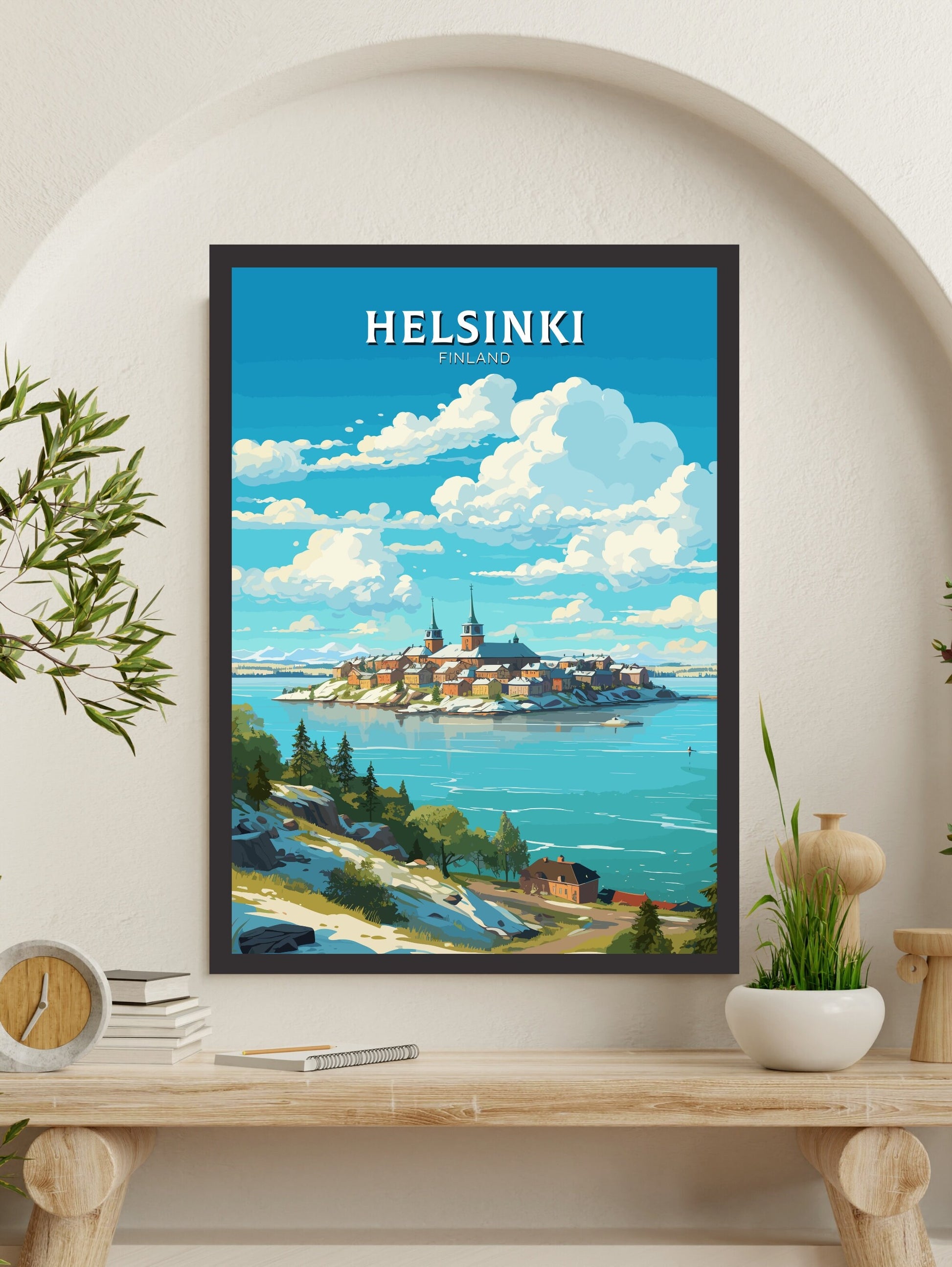 Helsinki Poster | Helsinki Print | Helsinki Art | Helsinki Travel Art | Helsinki Illustration | Finland Print | Suomenlinna fortress ID 578