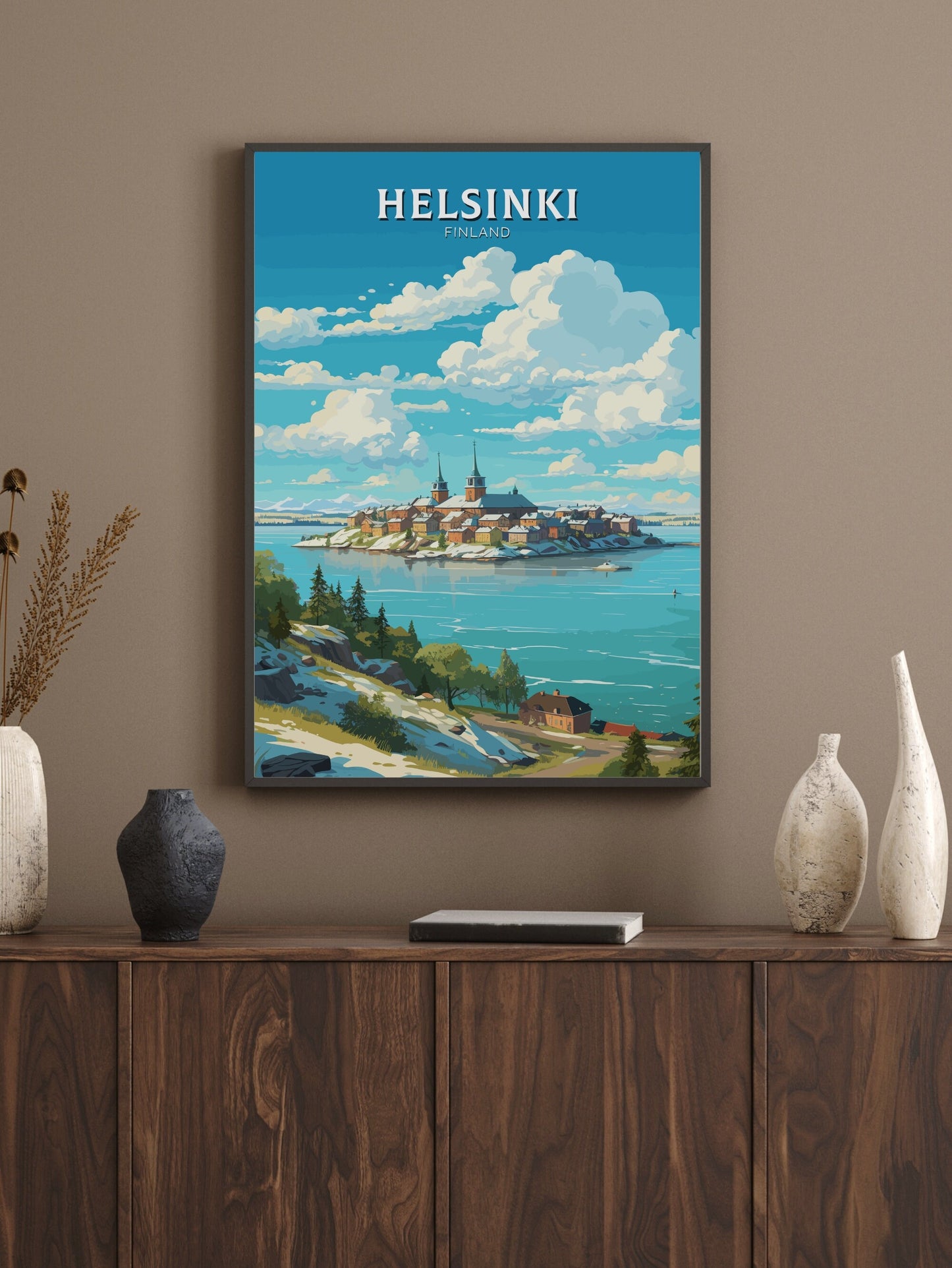 Helsinki Poster | Helsinki Print | Helsinki Art | Helsinki Travel Art | Helsinki Illustration | Finland Print | Suomenlinna fortress ID 578