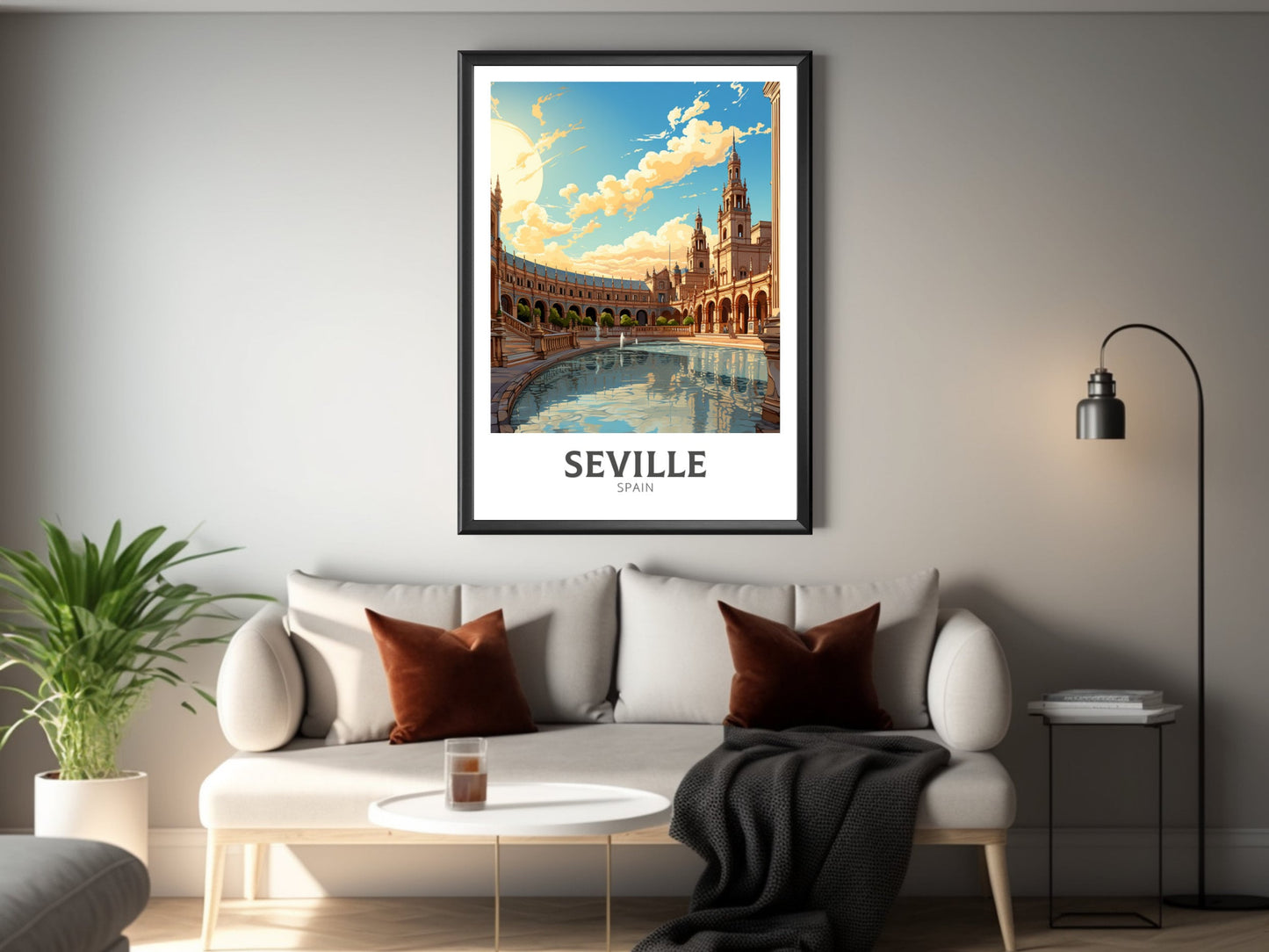 Seville Travel Poster | Seville Illustration | Seville Wall Art | Spain Poster | Seville Poster Design | Seville Spain Painting | ID 626