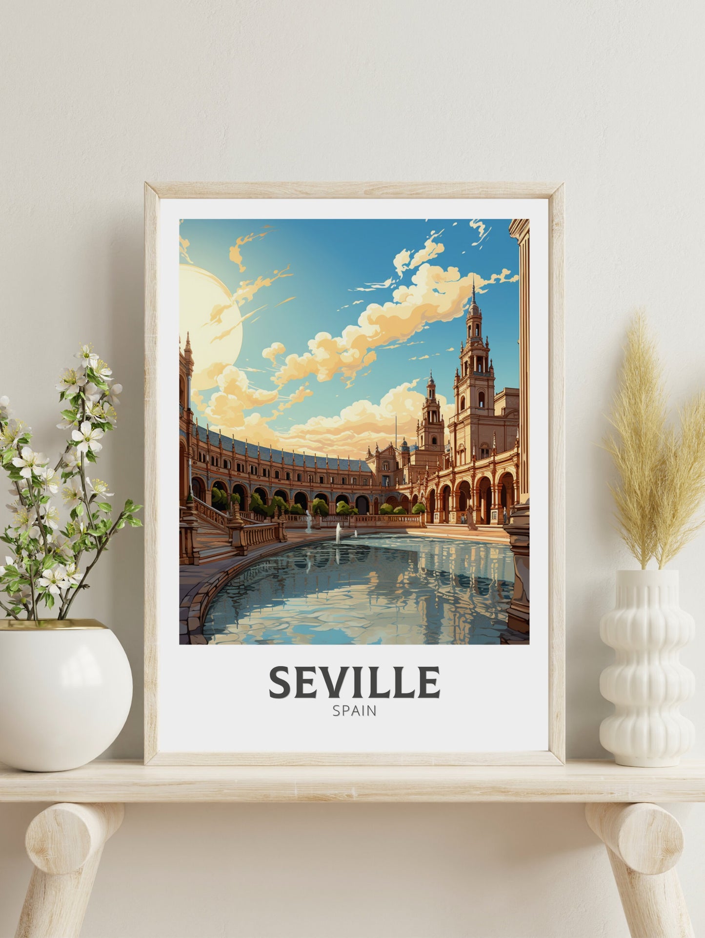 Seville Travel Poster | Seville Illustration | Seville Wall Art | Spain Poster | Seville Poster Design | Seville Spain Painting | ID 626