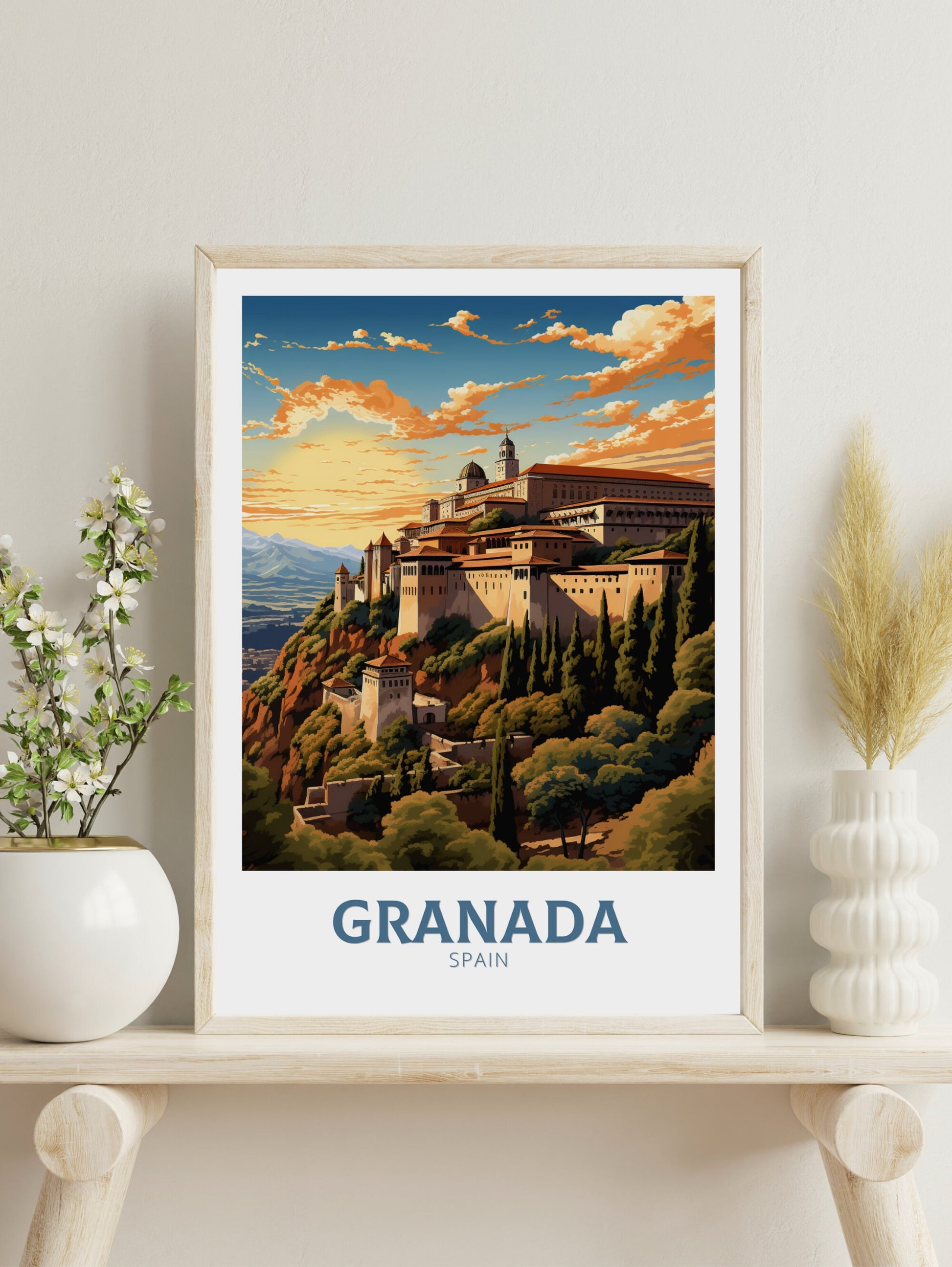 Granada Poster | Granada Travel Print | Granada Illustration | Granada Wall Art | Spain Poster | Granada Spain Painting | Granada Art ID 628