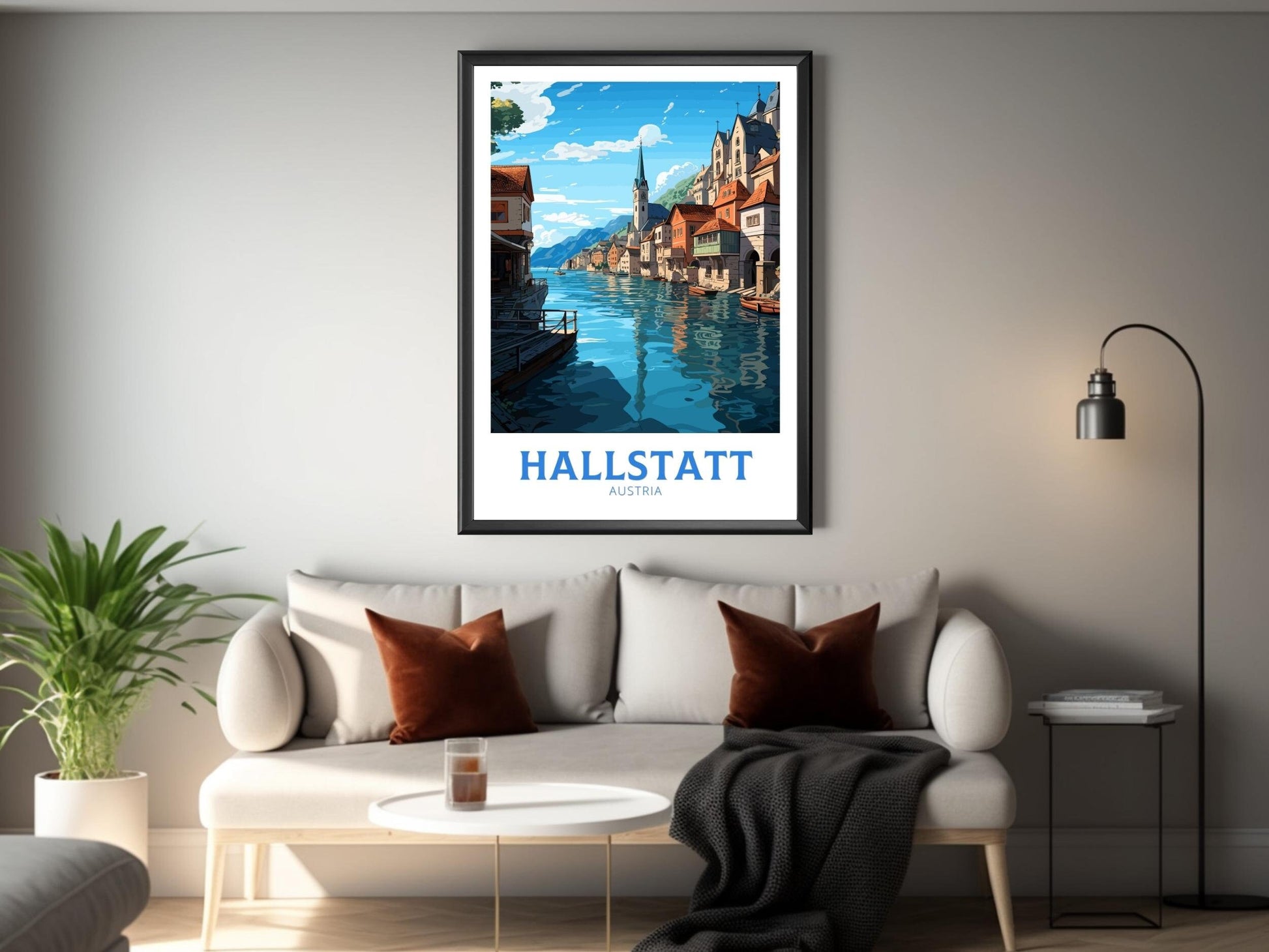 Hallstatt Austria Travel Poster | Hallstatt Illustration | Hallstatt Wall Art | Austria Poster | Hallstatt Poster | Hallstatt Print | ID 189