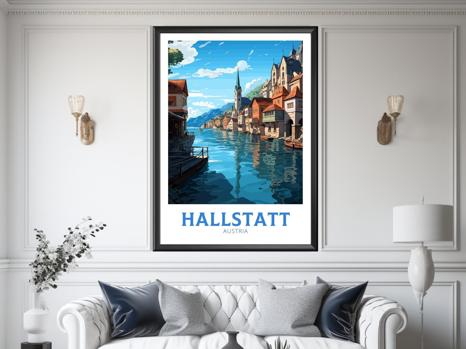 Hallstatt Austria Travel Poster | Hallstatt Illustration | Hallstatt Wall Art | Austria Poster | Hallstatt Poster | Hallstatt Print | ID 189