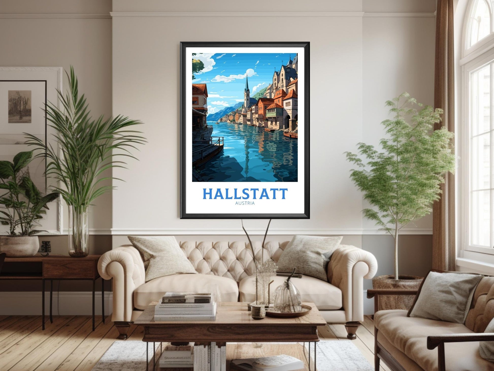 Hallstatt Austria Travel Poster | Hallstatt Illustration | Hallstatt Wall Art | Austria Poster | Hallstatt Poster | Hallstatt Print | ID 189