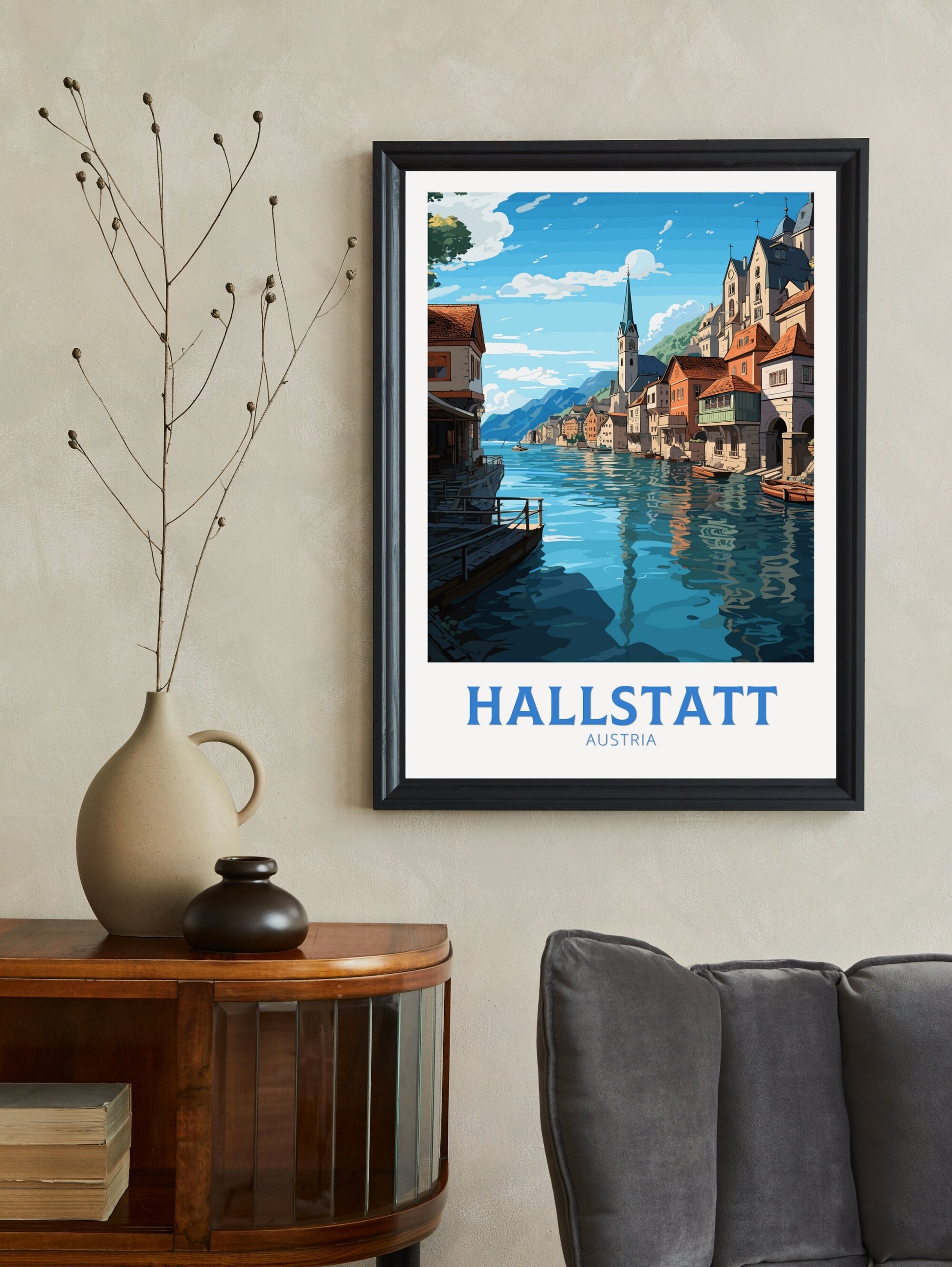 Hallstatt Austria Travel Poster | Hallstatt Illustration | Hallstatt Wall Art | Austria Poster | Hallstatt Poster | Hallstatt Print | ID 189