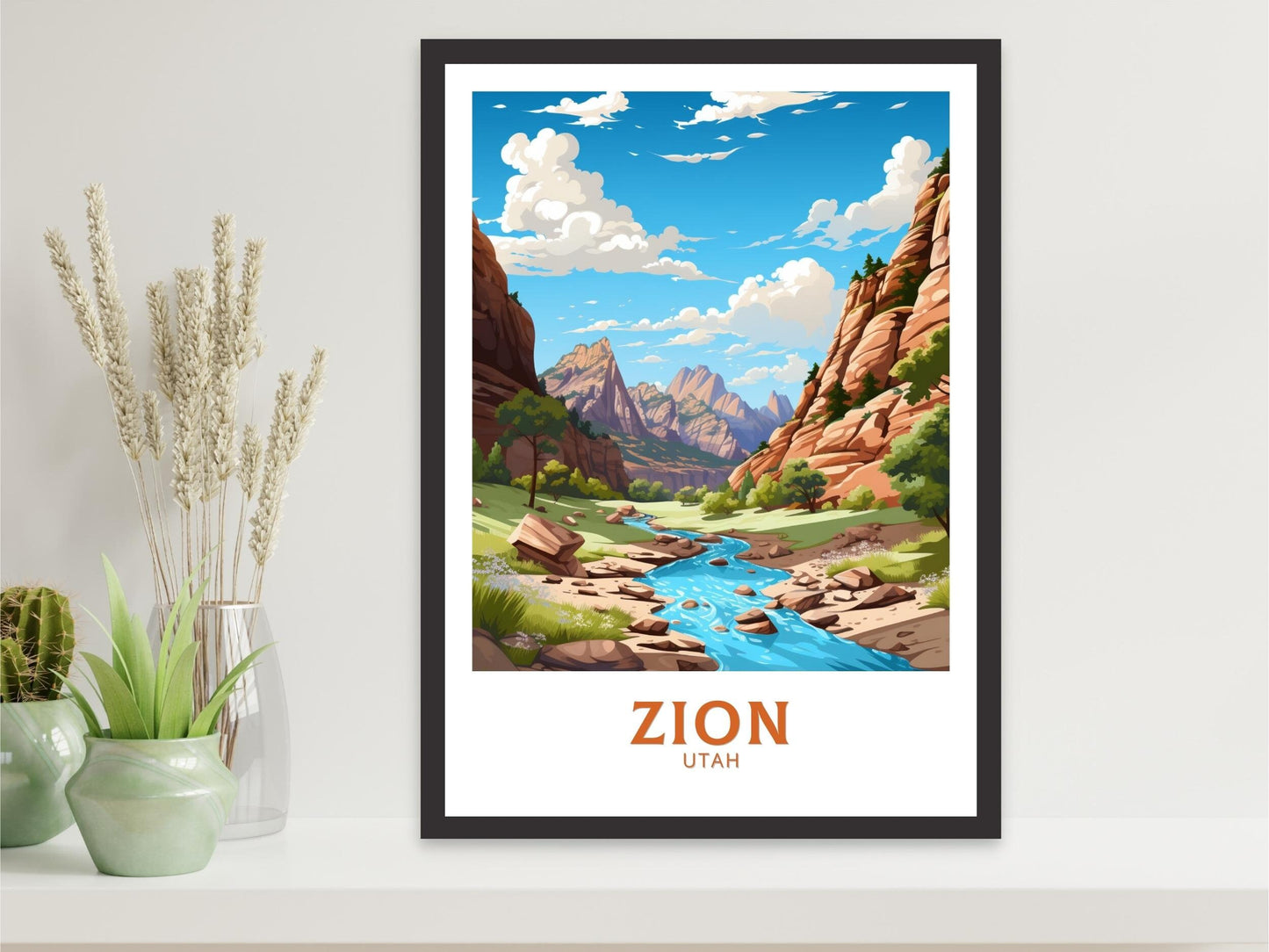 Zion National Park Poster | Zion National Park Illustration | Zion Park Wall Art | Utah Print | Zion National Park Print | ID 539