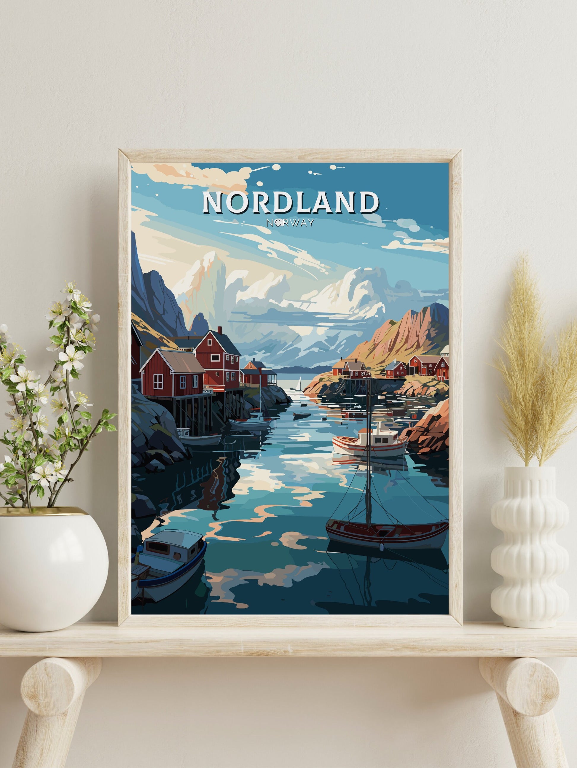 Nordland Travel Print | Nordland Illustration | Norway Wall Art | Norway Print | Nordland Travel Poster | Norway Wall Art | ID 744