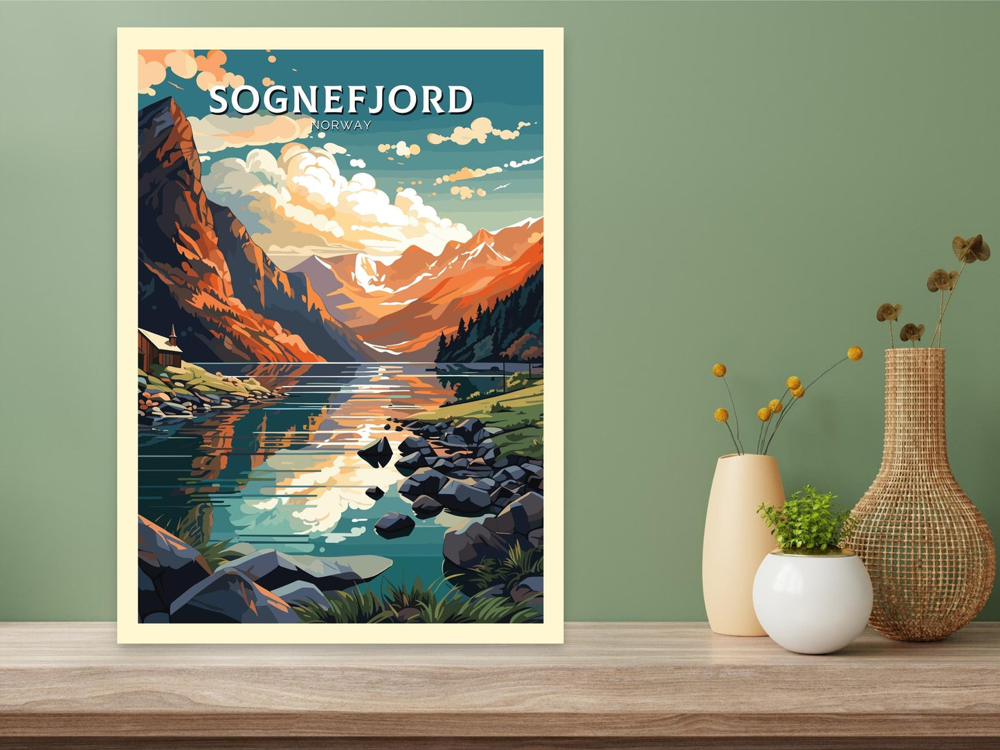 Sognefjord Travel Print | Norway Poster | Sognefjord Wall Art | Sognefjord Print | Sognefjord Travel Poster | Norway Fjords | ID 570