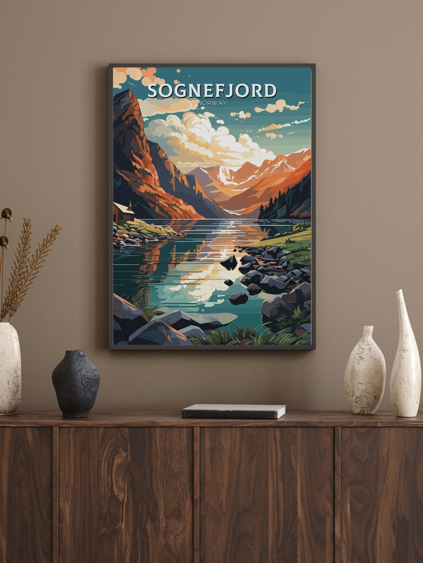 Sognefjord Travel Print | Norway Poster | Sognefjord Wall Art | Sognefjord Print | Sognefjord Travel Poster | Norway Fjords | ID 570