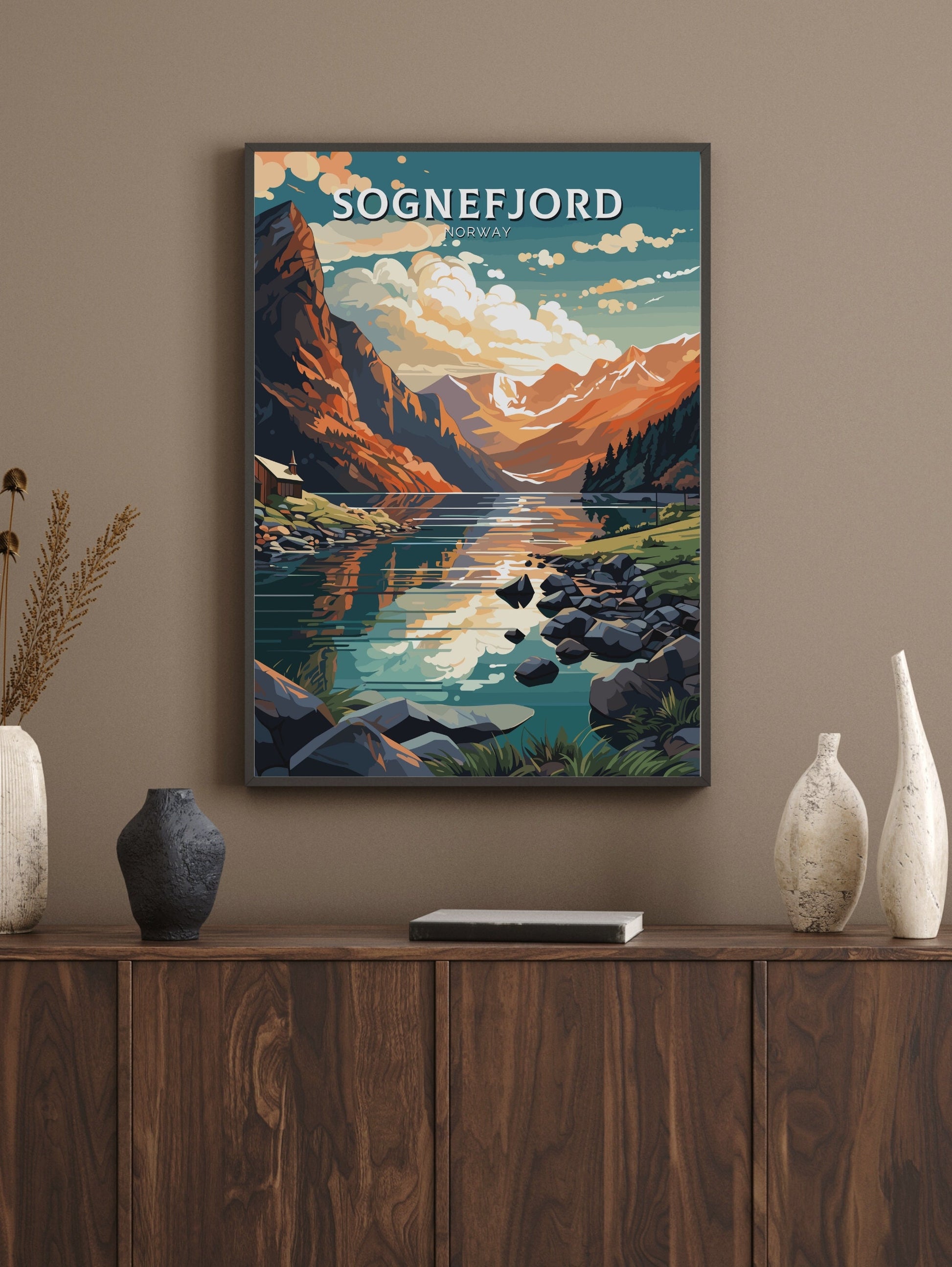 Sognefjord Travel Print | Norway Poster | Sognefjord Wall Art | Sognefjord Print | Sognefjord Travel Poster | Norway Fjords | ID 570