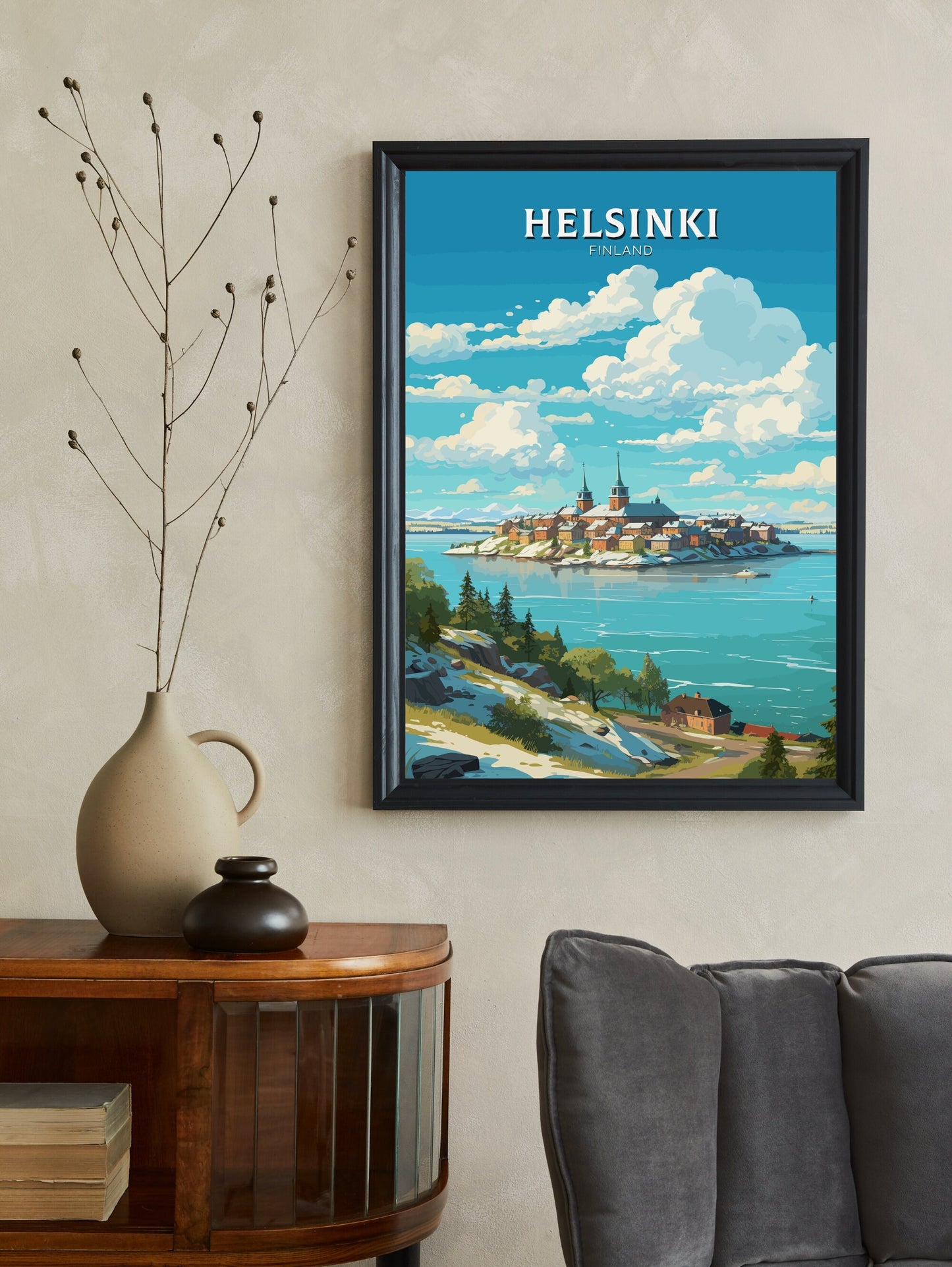 Helsinki Poster | Helsinki Print | Helsinki Art | Helsinki Travel Art | Helsinki Illustration | Finland Print | Suomenlinna fortress ID 578