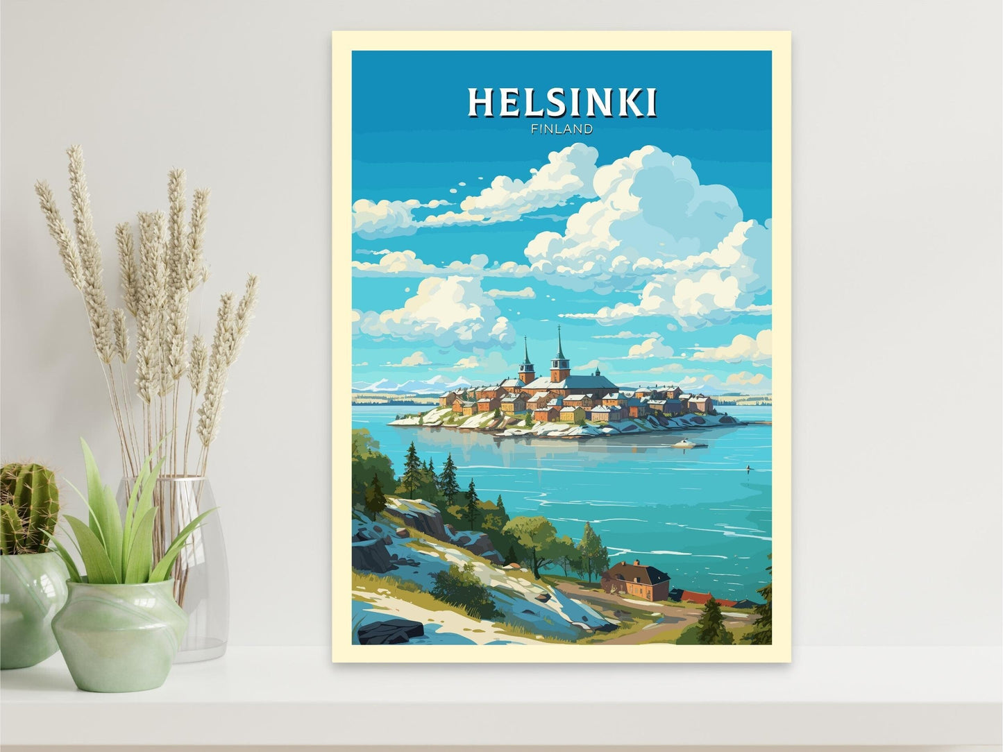 Helsinki Poster | Helsinki Print | Helsinki Art | Helsinki Travel Art | Helsinki Illustration | Finland Print | Suomenlinna fortress ID 578