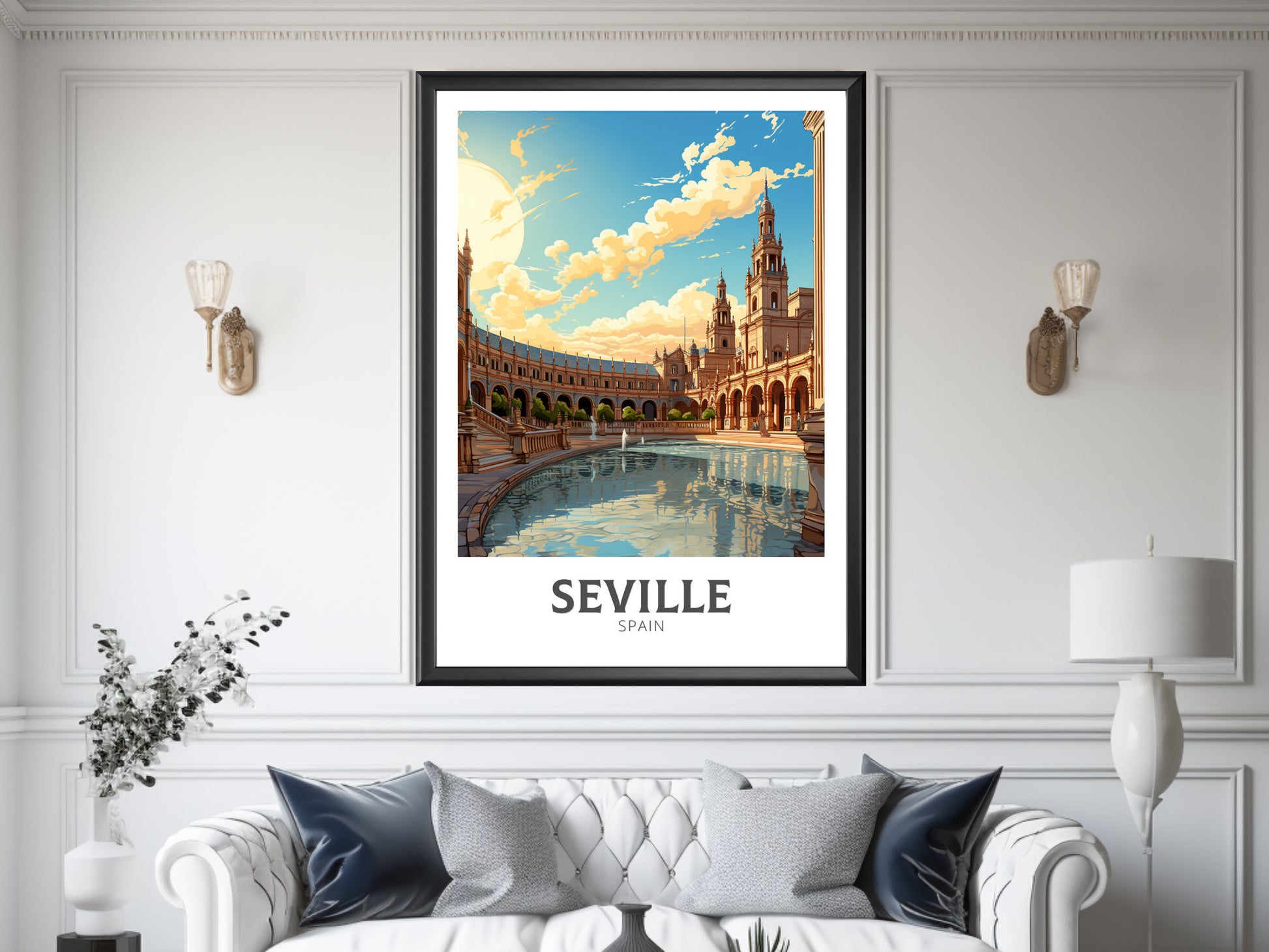 Seville Travel Poster | Seville Illustration | Seville Wall Art | Spain Poster | Seville Poster Design | Seville Spain Painting | ID 626