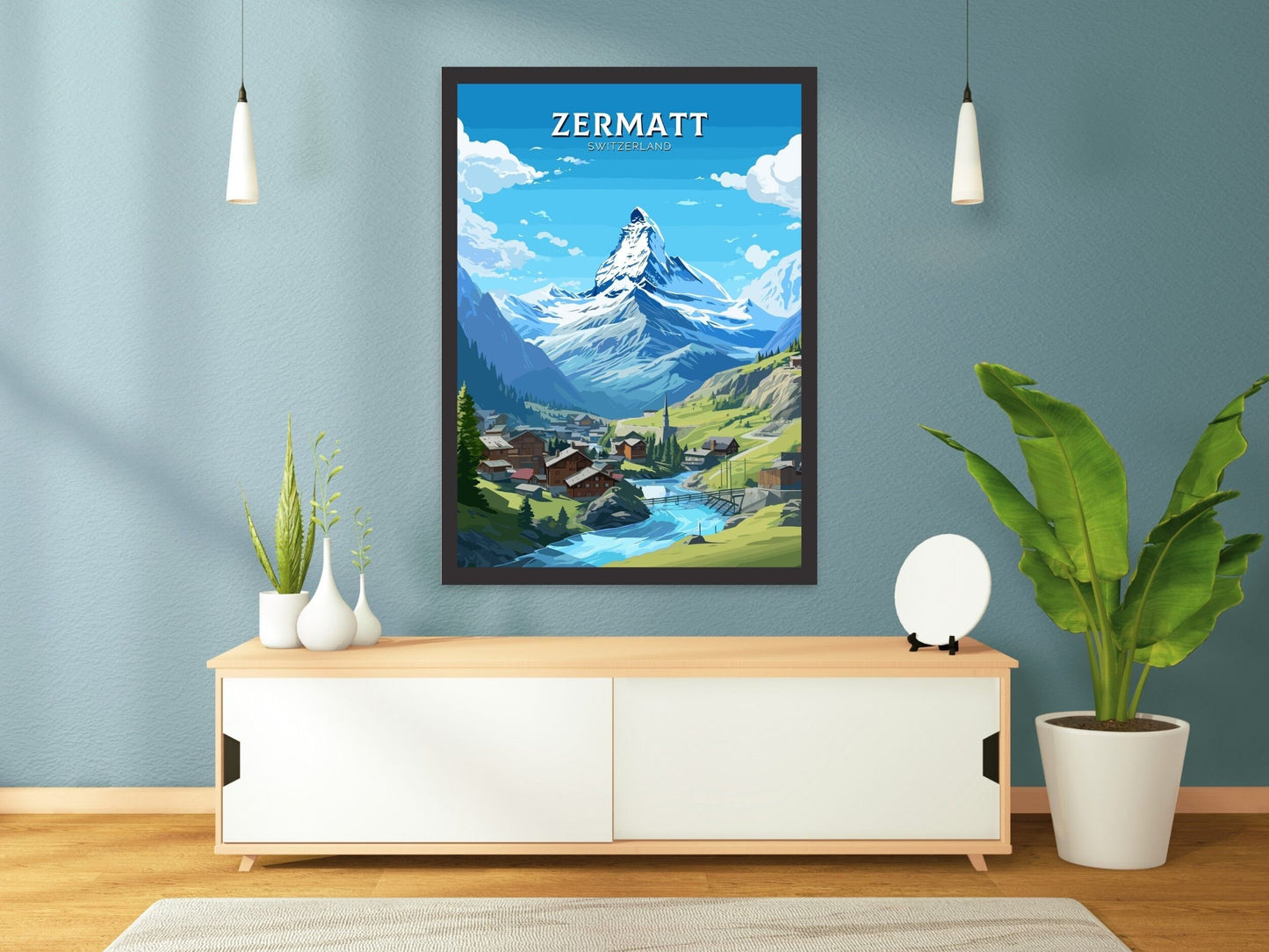 Zermatt Travel Poster | Zermatt Travel Print | Zermatt Illustration | Zermatt Wall Art | Switzerland Print | Zermatt Artwork | ID 681