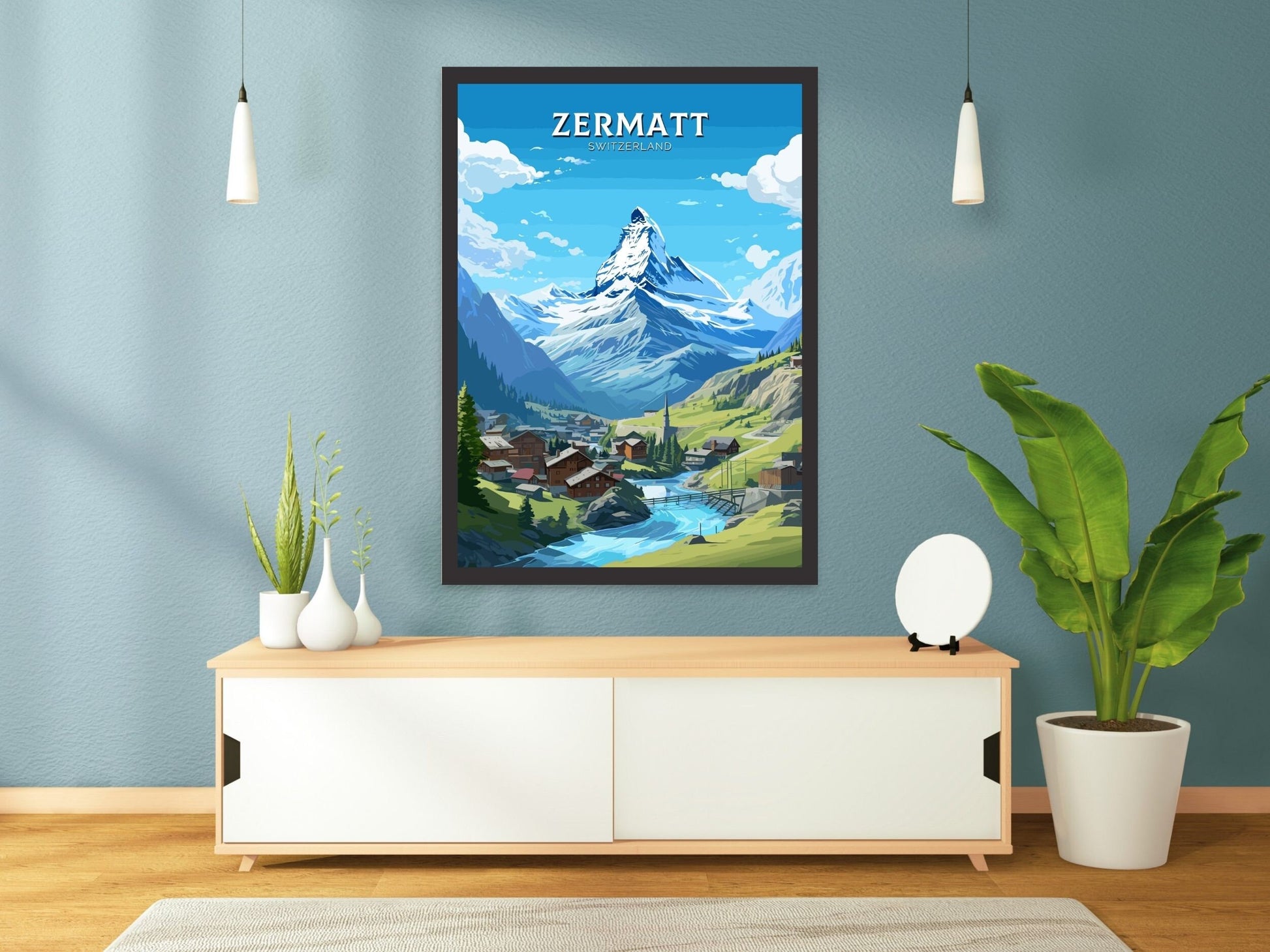 Zermatt Travel Poster | Zermatt Travel Print | Zermatt Illustration | Zermatt Wall Art | Switzerland Print | Zermatt Artwork | ID 681