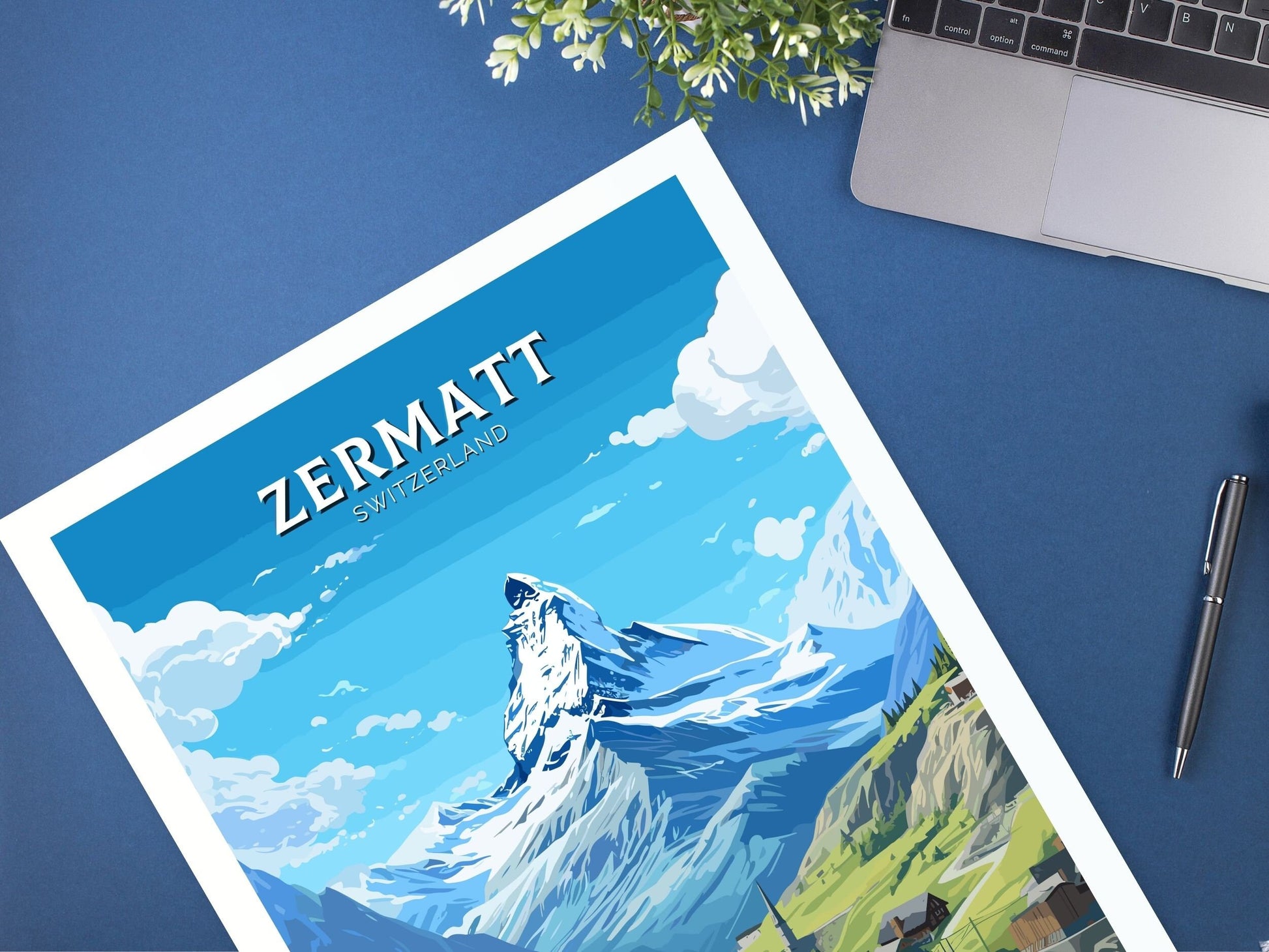 Zermatt Travel Poster | Zermatt Travel Print | Zermatt Illustration | Zermatt Wall Art | Switzerland Print | Zermatt Artwork | ID 681