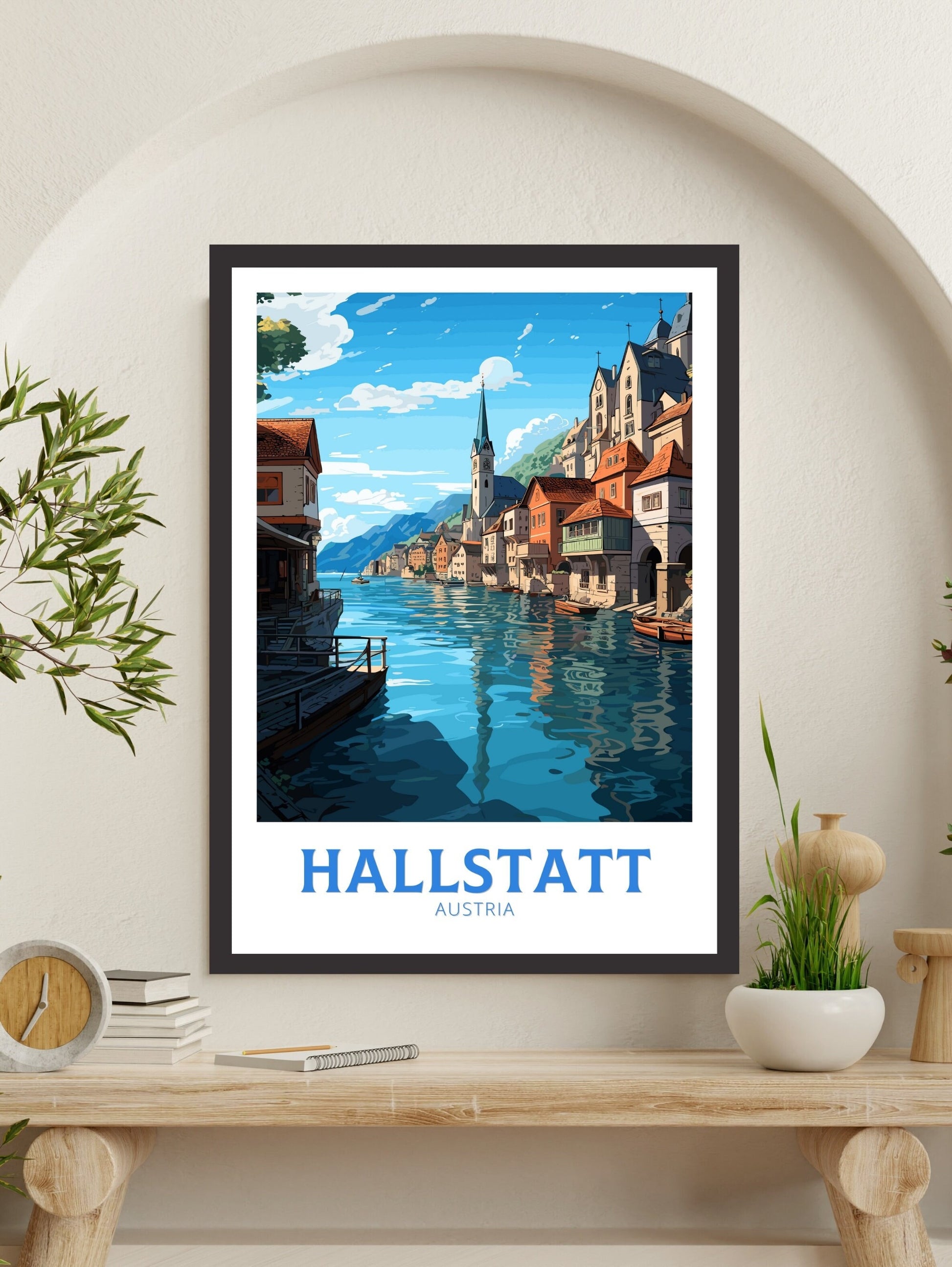 Hallstatt Austria Travel Poster | Hallstatt Illustration | Hallstatt Wall Art | Austria Poster | Hallstatt Poster | Hallstatt Print | ID 189
