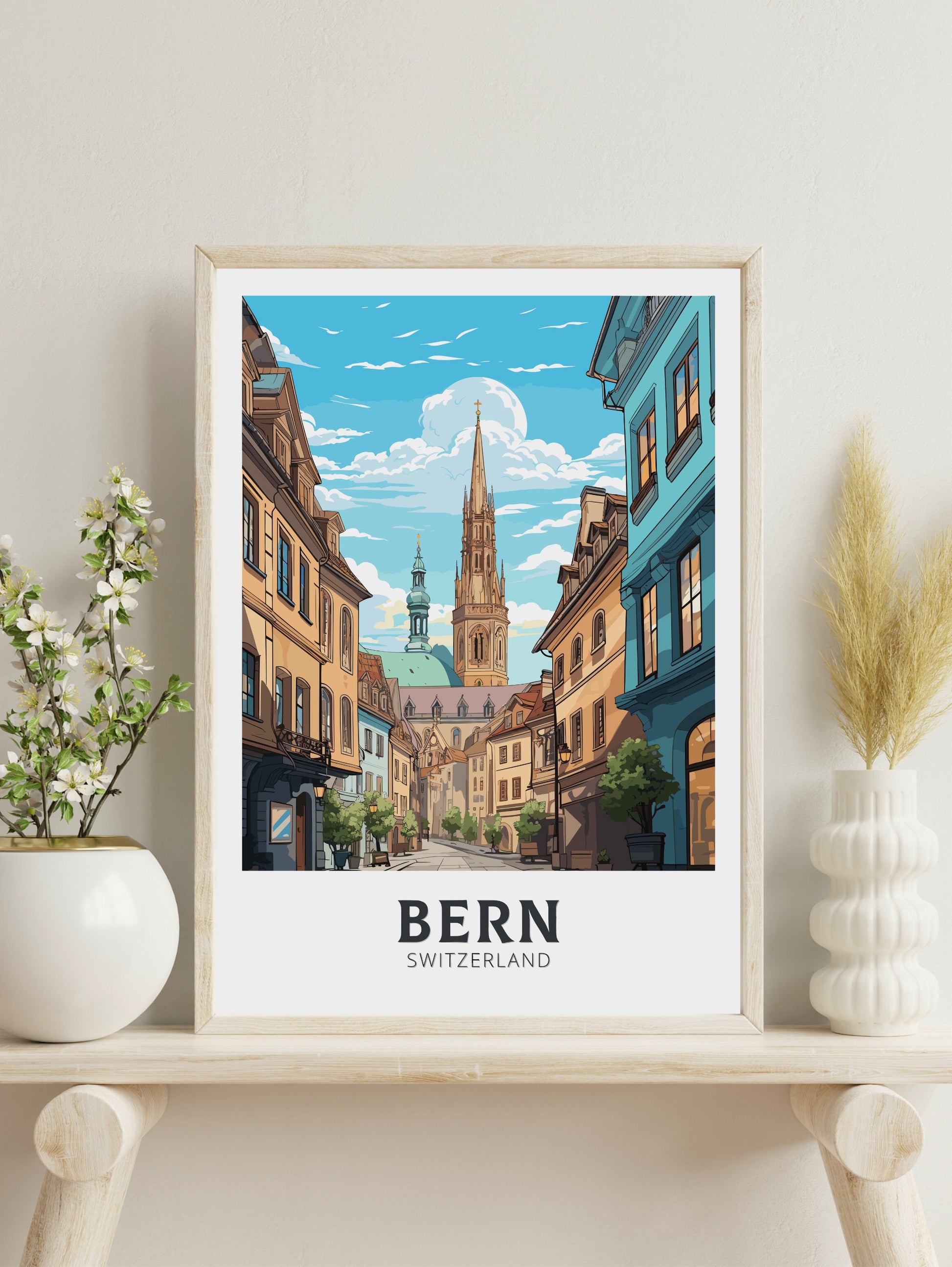 Bern Travel Print | Bern Travel Poster | Bern Illustration | Bern Wall Art | Switzerland Poster | Bern Artwork | Switzerland Print | ID 833