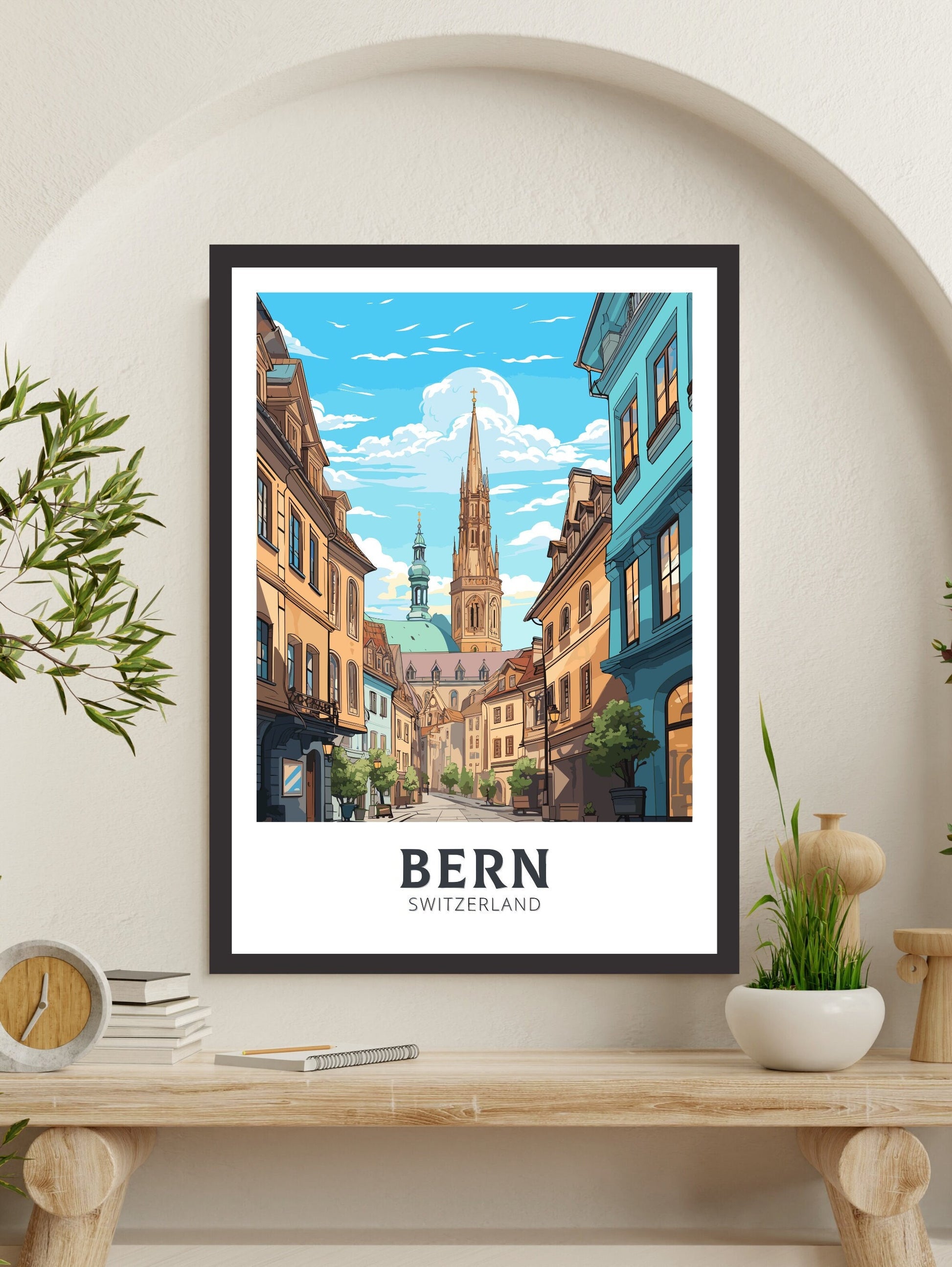 Bern Travel Print | Bern Travel Poster | Bern Illustration | Bern Wall Art | Switzerland Poster | Bern Artwork | Switzerland Print | ID 833
