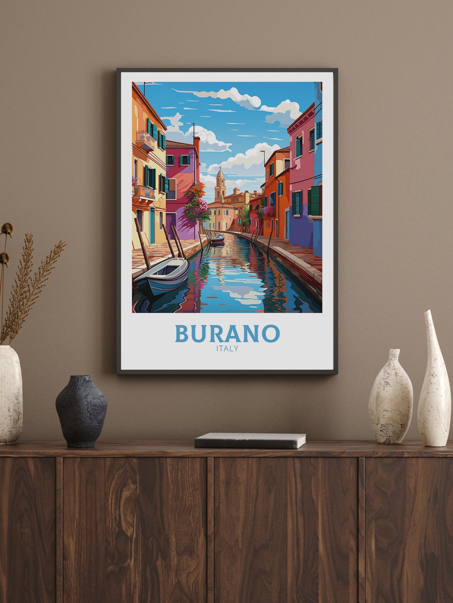 Burano Italy Poster | Italy Illustration | Travel Gifts | Burano Coast Poster | Italy Print | Housewarming Gift | Burano City Print | ID 876