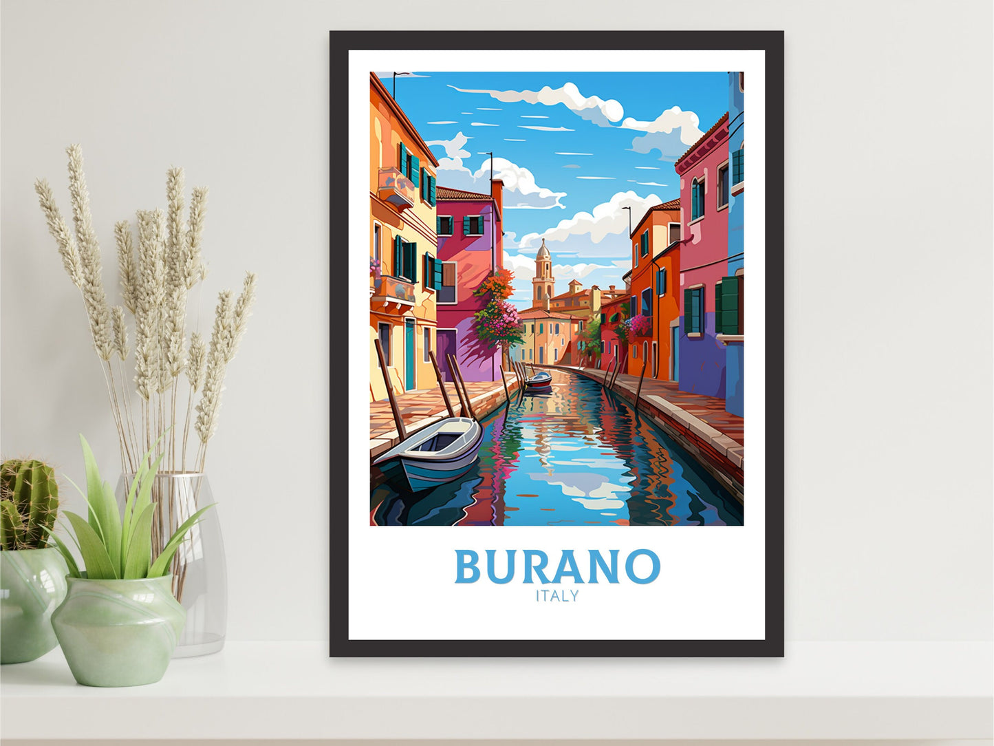 Burano Italy Poster | Italy Illustration | Travel Gifts | Burano Coast Poster | Italy Print | Housewarming Gift | Burano City Print | ID 876