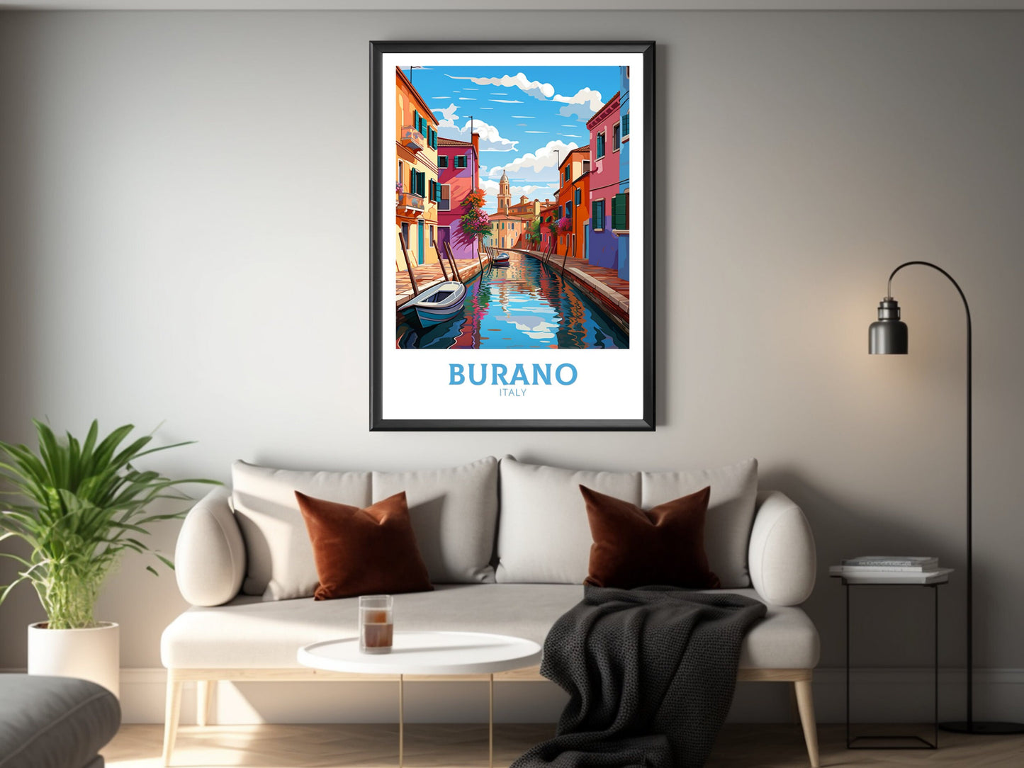Burano Italy Poster | Italy Illustration | Travel Gifts | Burano Coast Poster | Italy Print | Housewarming Gift | Burano City Print | ID 876