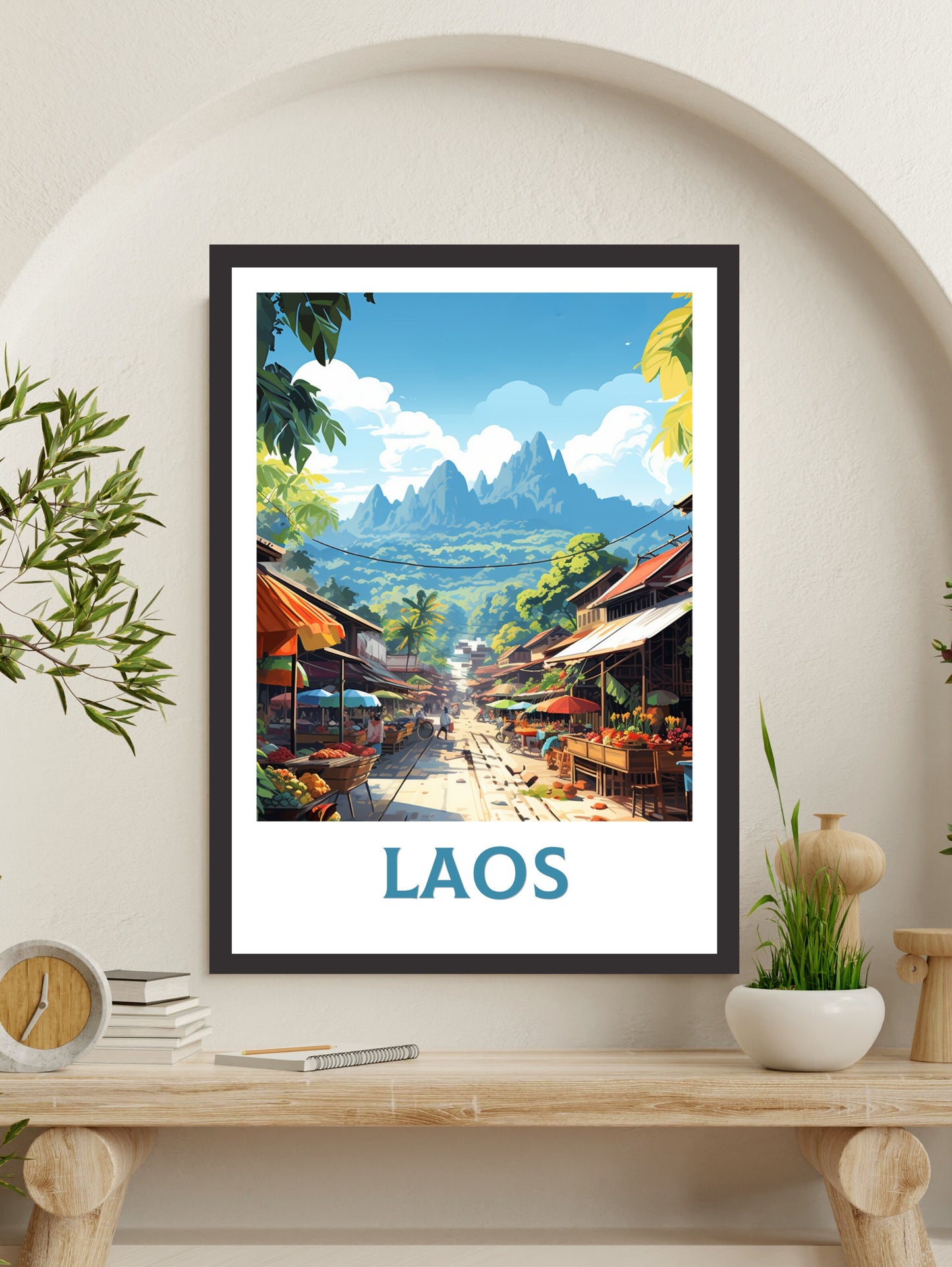 Laos Print | Laos Poster | Luang Prabang Print | Luang Prabang Market | Night Market Print | Laos Travel Poster | Laos Wall Art | ID 857