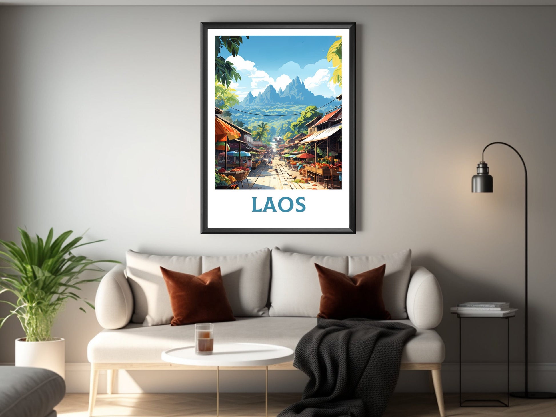Laos Print | Laos Poster | Luang Prabang Print | Luang Prabang Market | Night Market Print | Laos Travel Poster | Laos Wall Art | ID 857