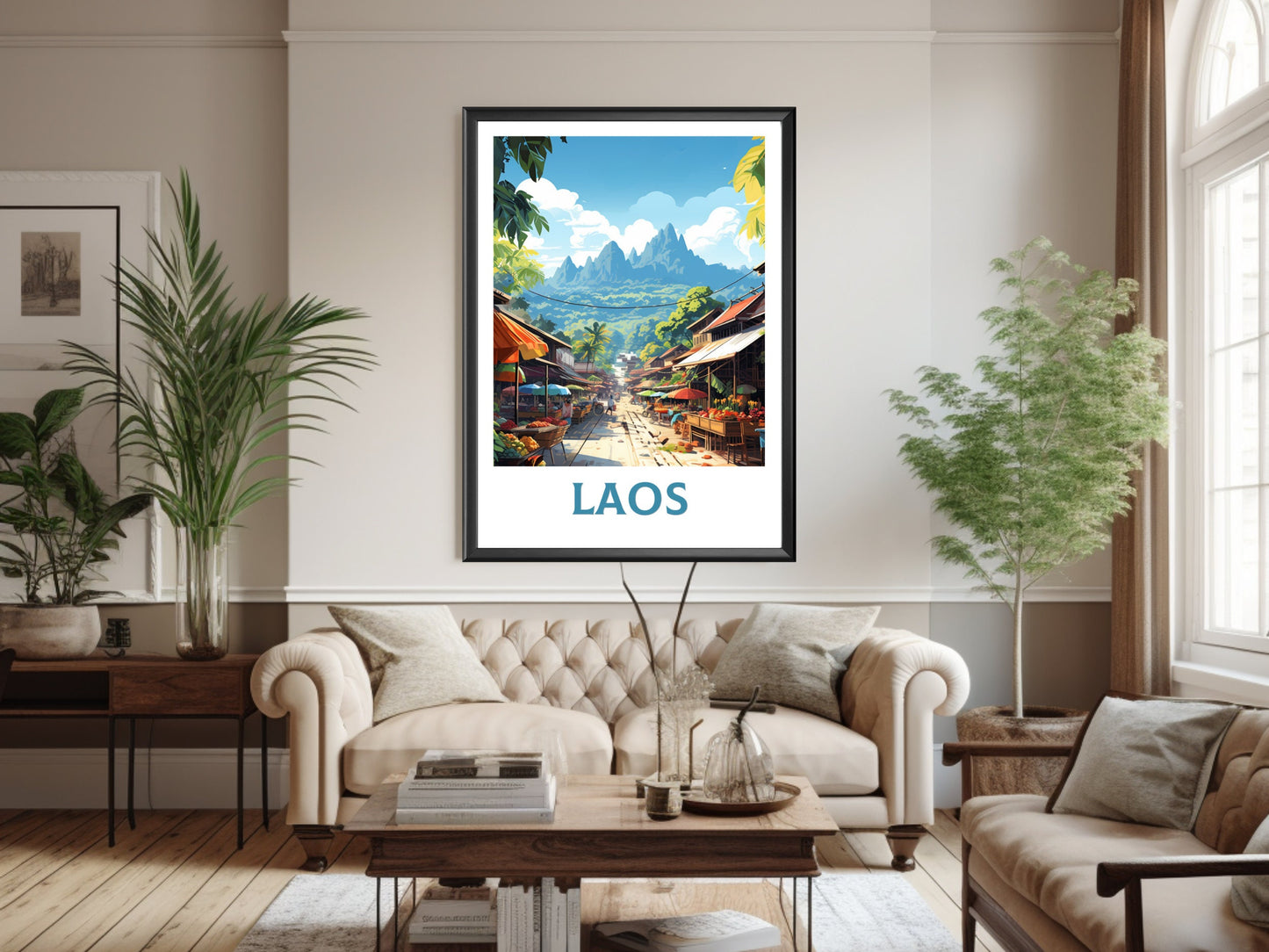 Laos Print | Laos Poster | Luang Prabang Print | Luang Prabang Market | Night Market Print | Laos Travel Poster | Laos Wall Art | ID 857