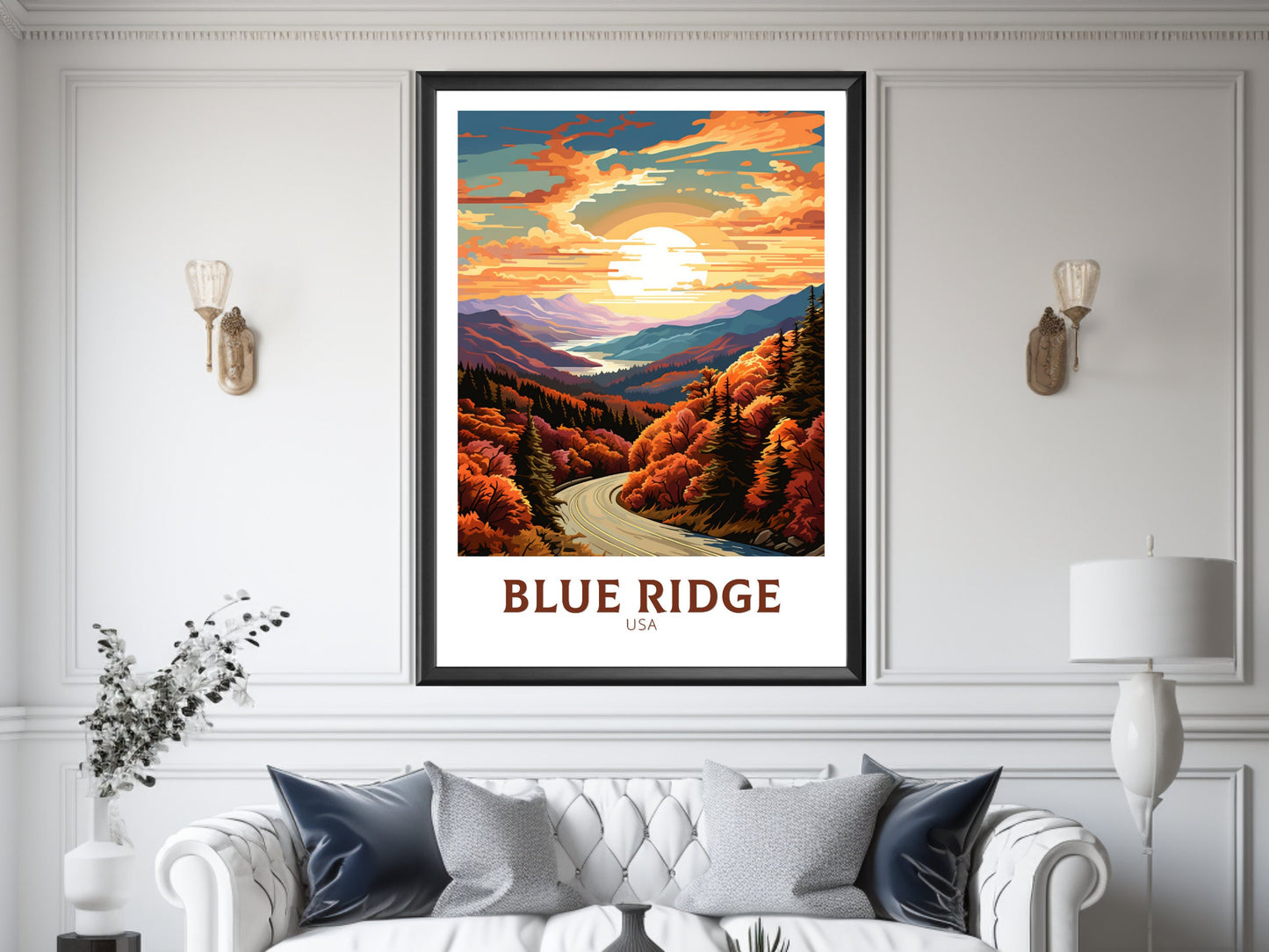 Blue Ridge Parkway Print | Blue Ridge Poster | Blue Ridge Parkway Decor | USA Travel Print | Blue Ridge Parkway Wall Art | ID 884