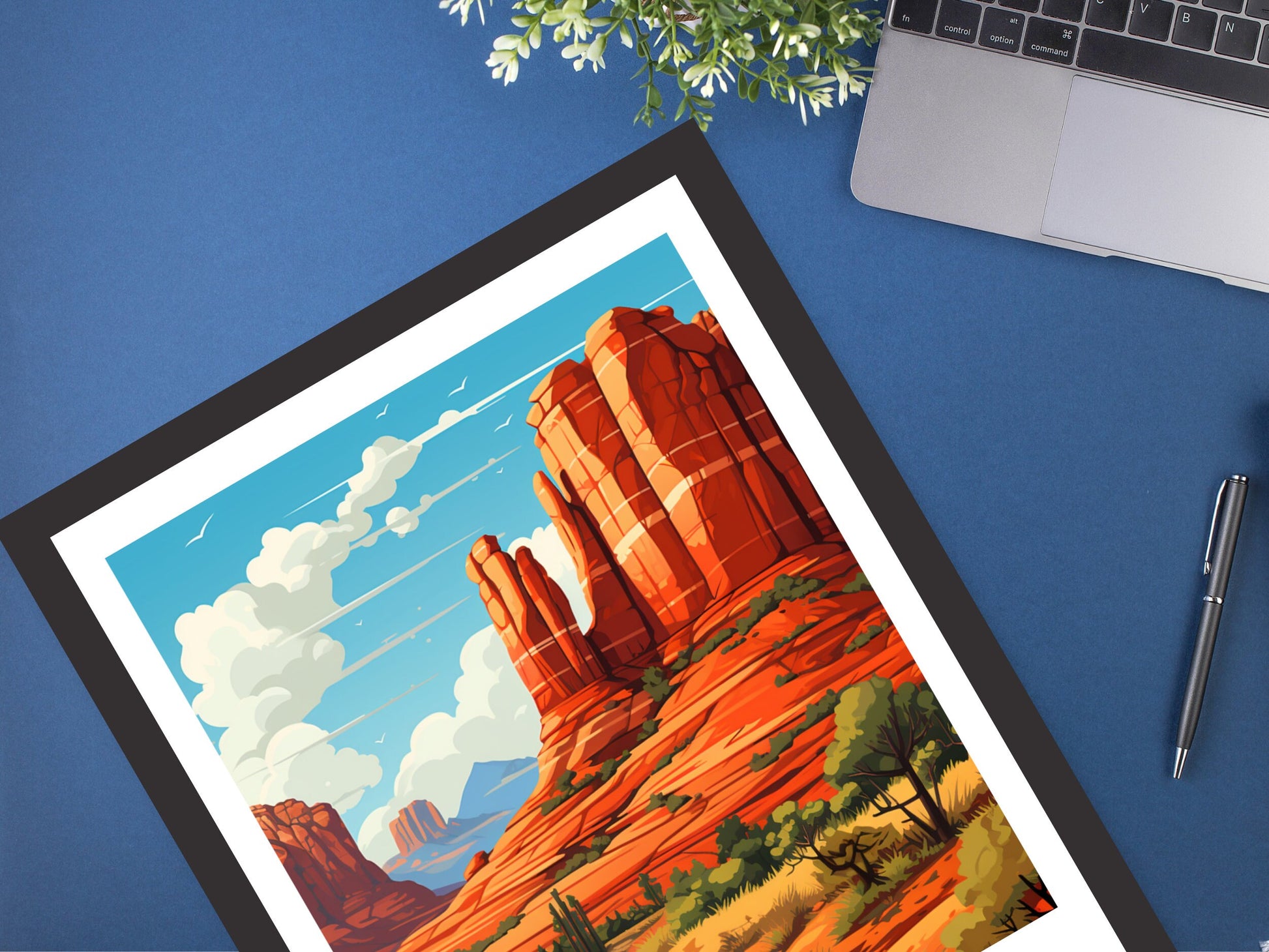 Sedona Travel Poster | Sedona Arizona Print | Sedona Illustration | Arizona Travel Print | Sedona Wall Art | Red Rock Formations | ID 907