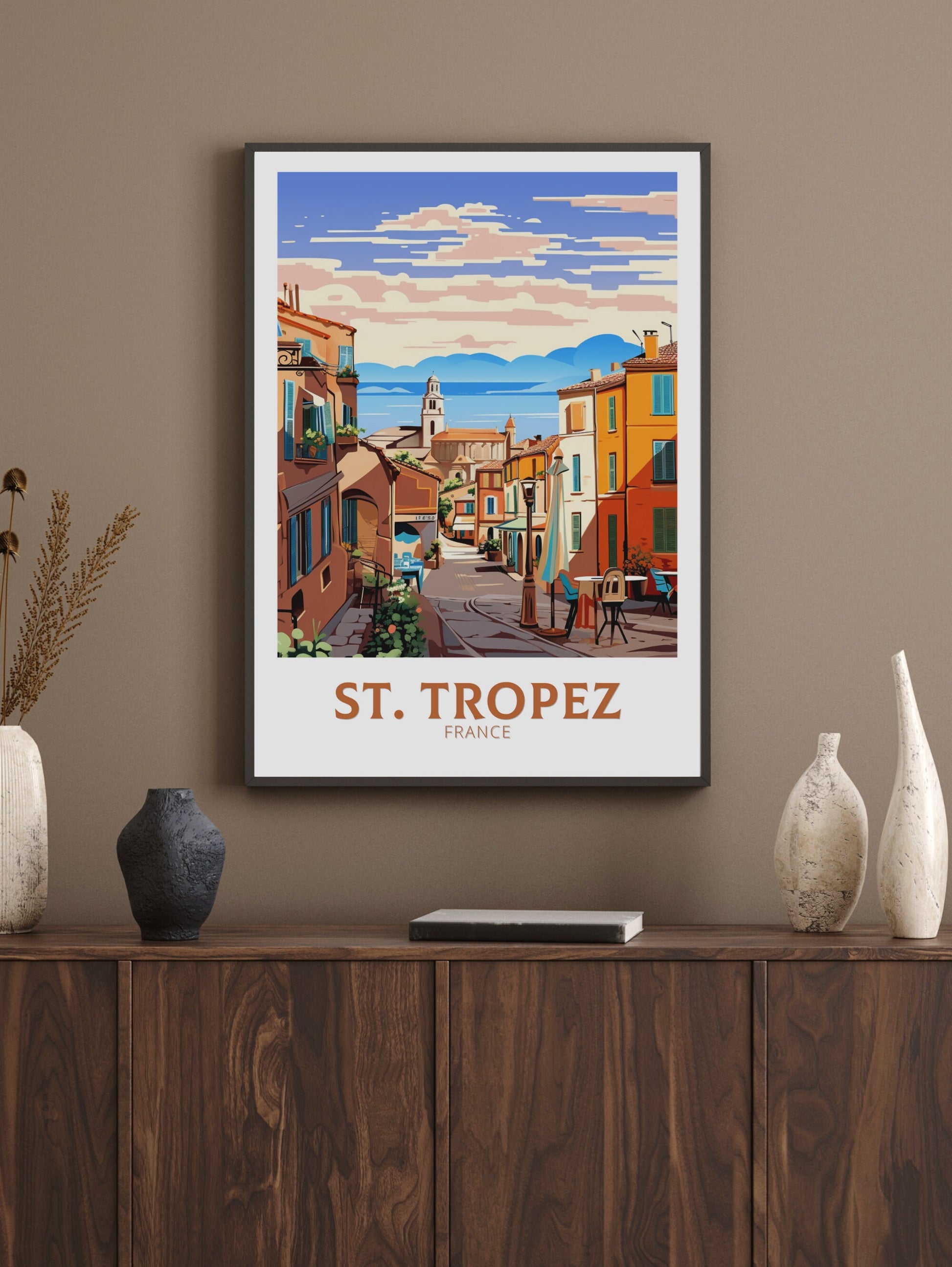 St Tropez Poster | St Tropez Illustration | St Tropez Print | St Tropez Art | France Poster | France Print | St Tropez Affiche | ID 921