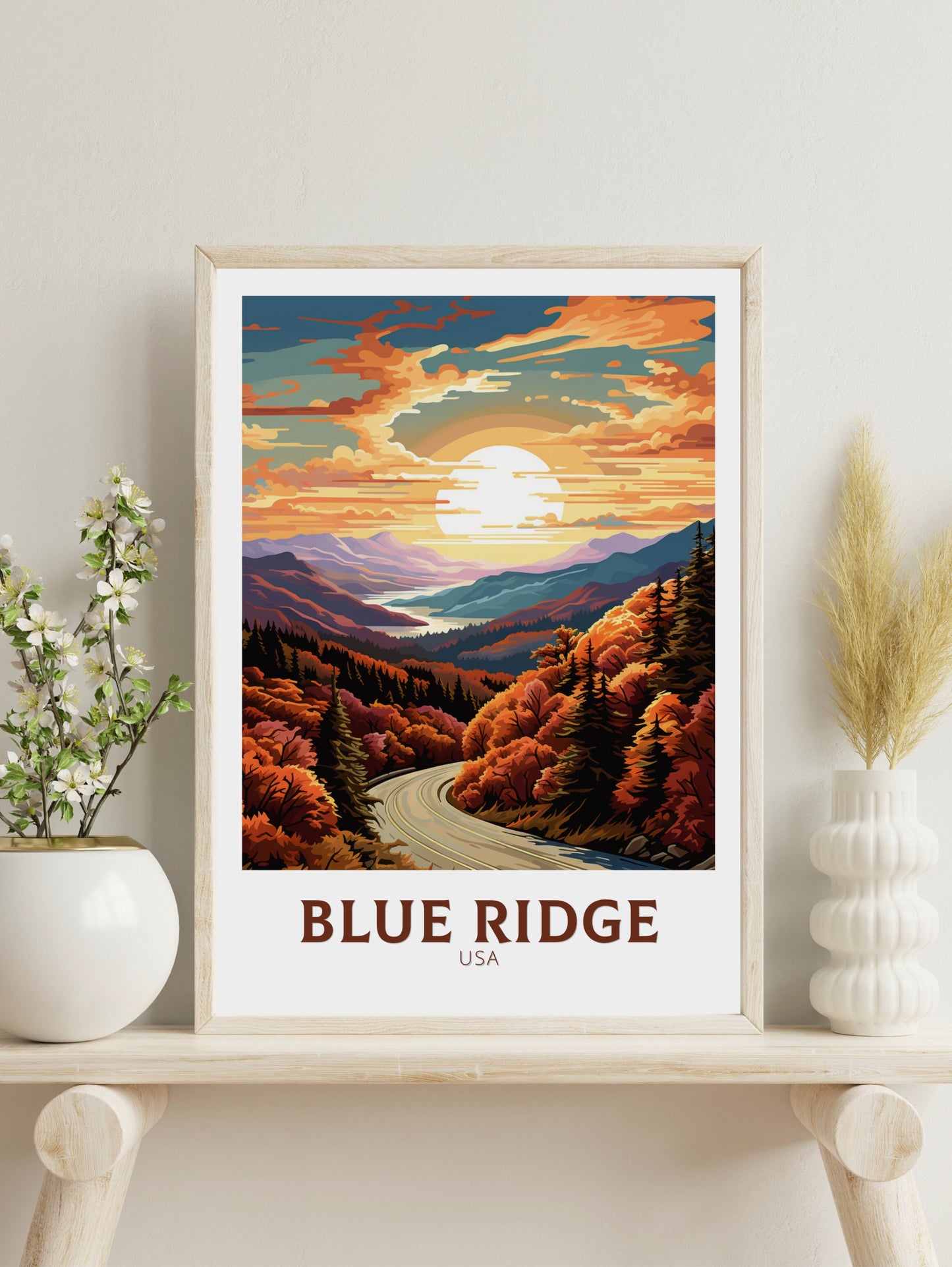 Blue Ridge Parkway Print | Blue Ridge Poster | Blue Ridge Parkway Decor | USA Travel Print | Blue Ridge Parkway Wall Art | ID 884