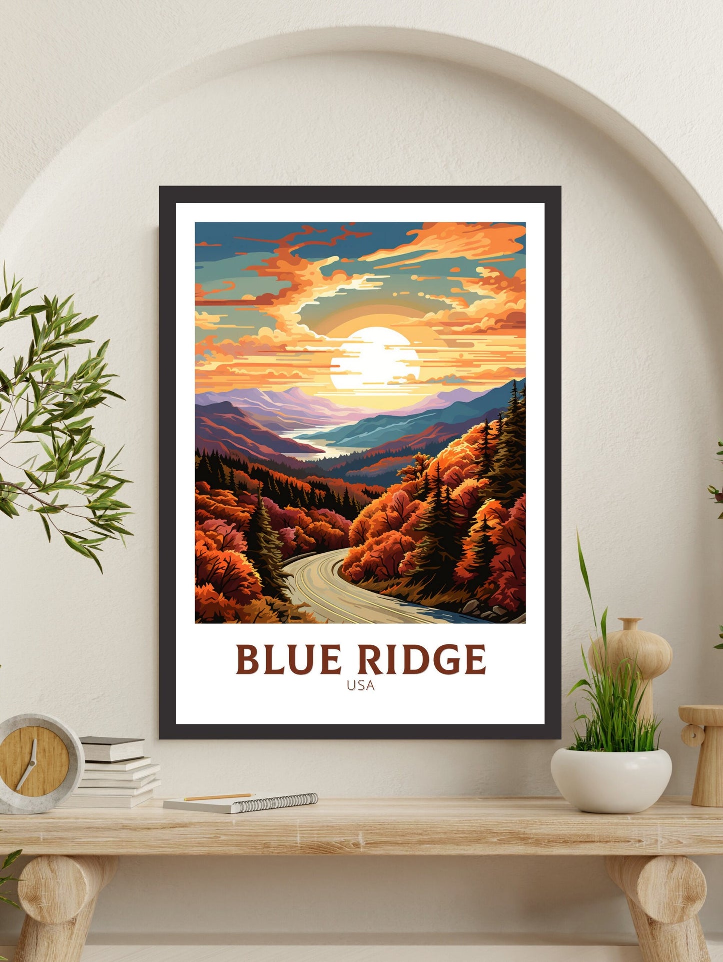 Blue Ridge Parkway Print | Blue Ridge Poster | Blue Ridge Parkway Decor | USA Travel Print | Blue Ridge Parkway Wall Art | ID 884
