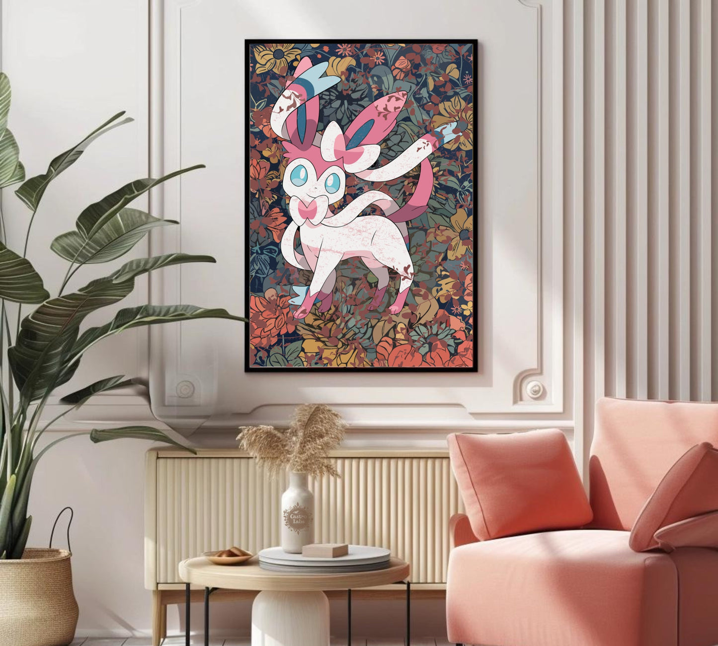 Sylveon: Japanese Tapestry Style Pokemon Anime Poster