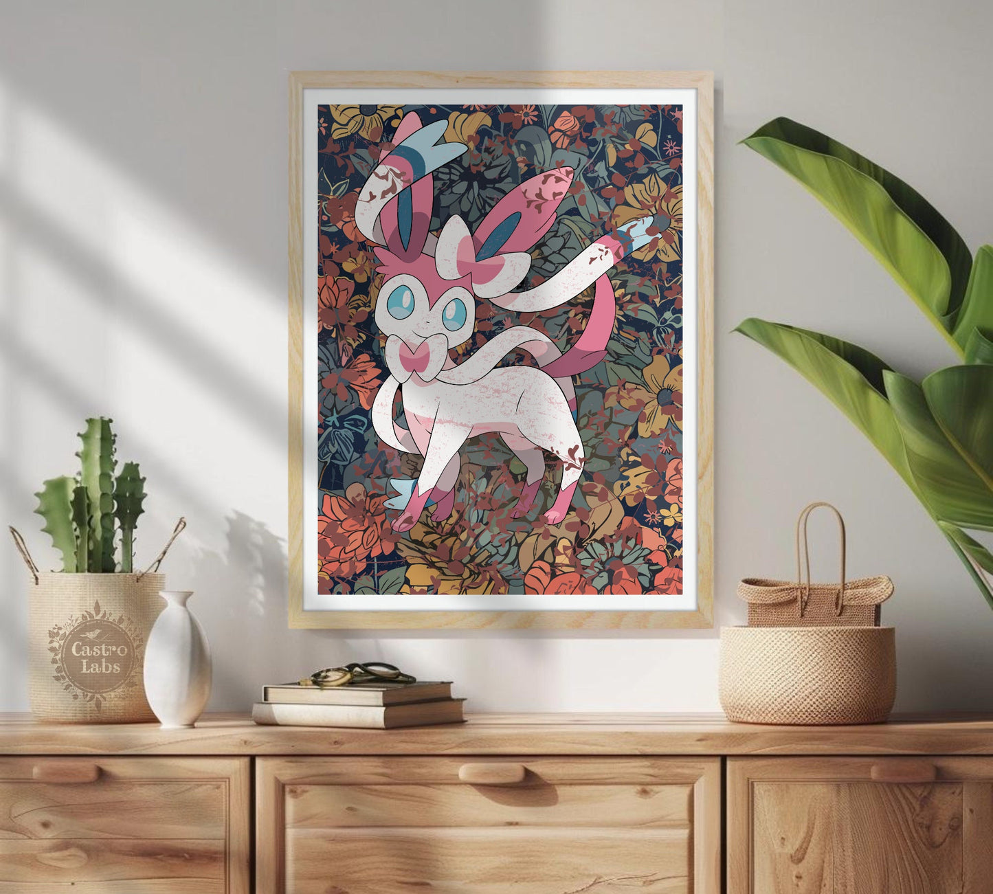 Sylveon: Japanese Tapestry Style Pokemon Anime Poster