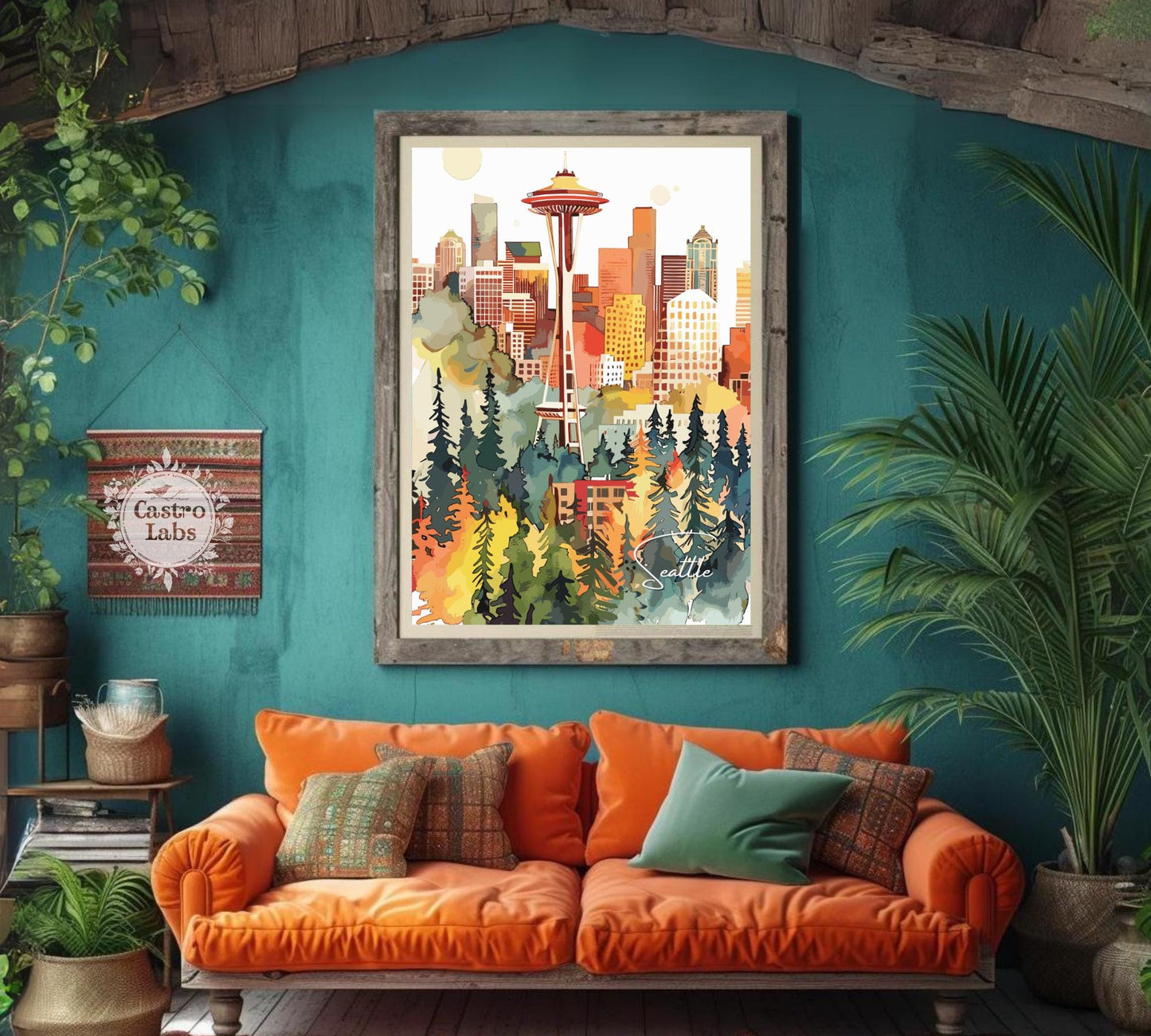 Seattle Poster, Seattle Print, Seattle Photo Print, Seattle Watercolour
