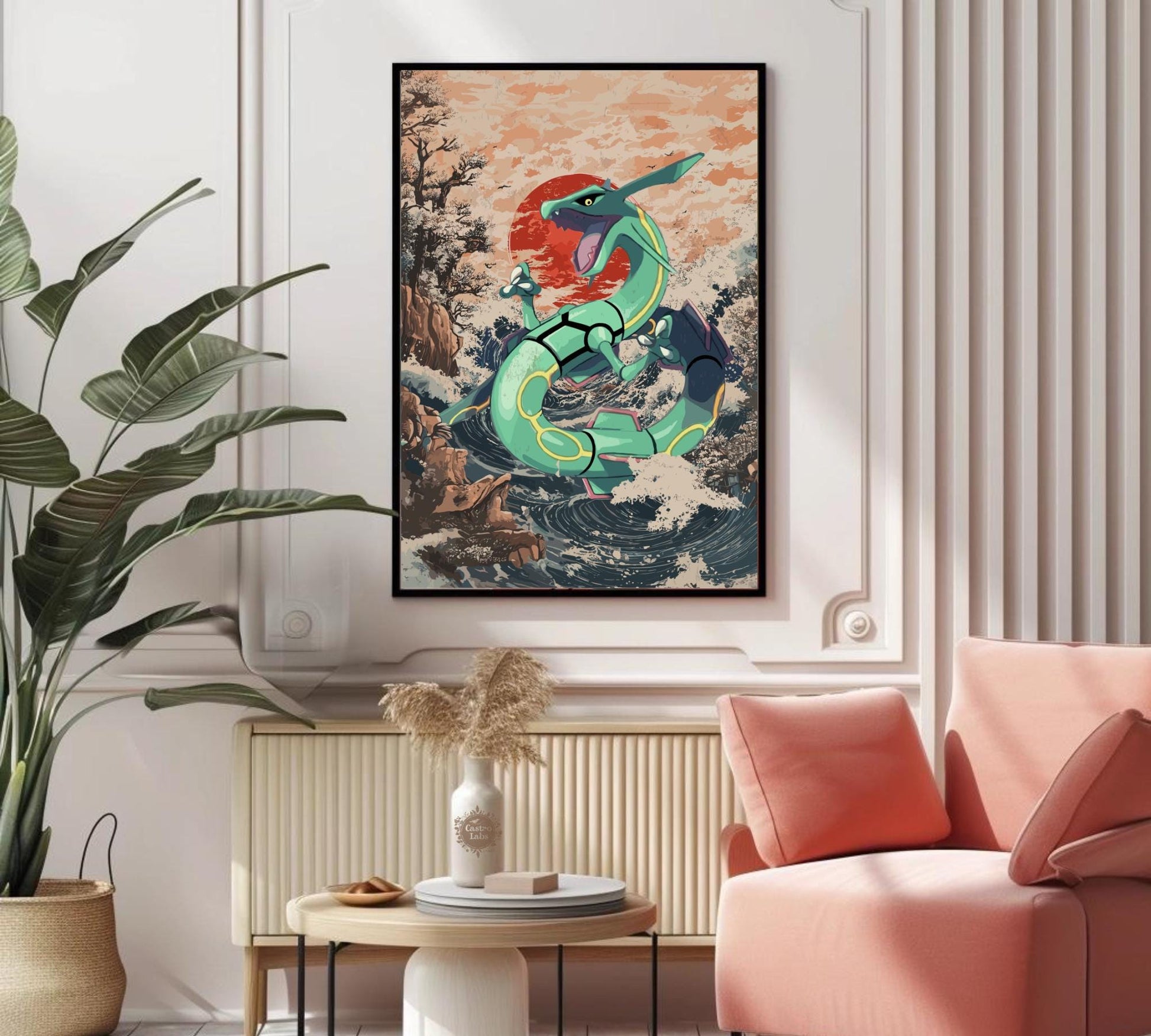 Rayquaza Poster: Japanese Tapestry Style Pokemon Anime Poster