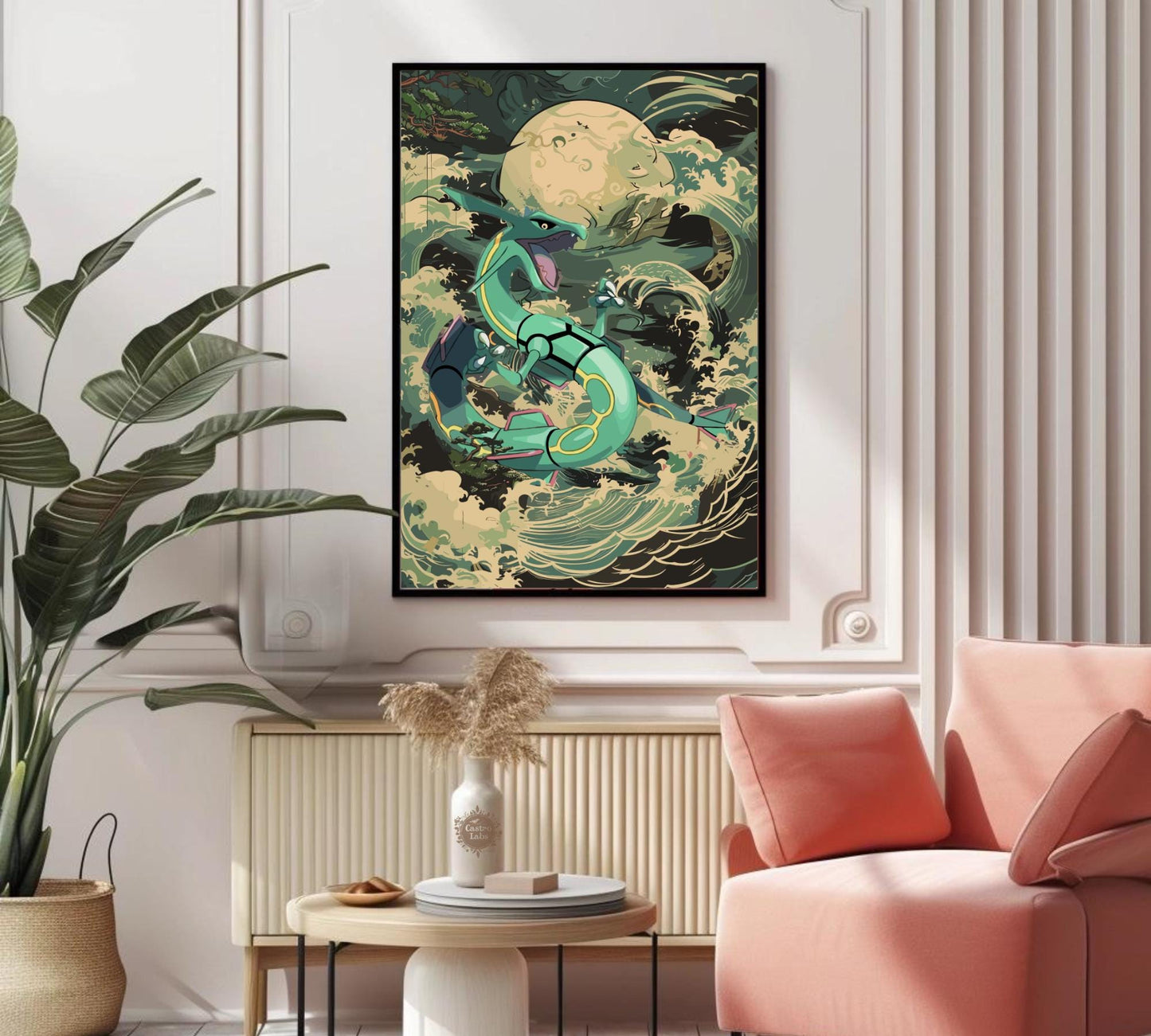 Rayquaza Poster: Japanese Tapestry Style Pokemon Anime Poster