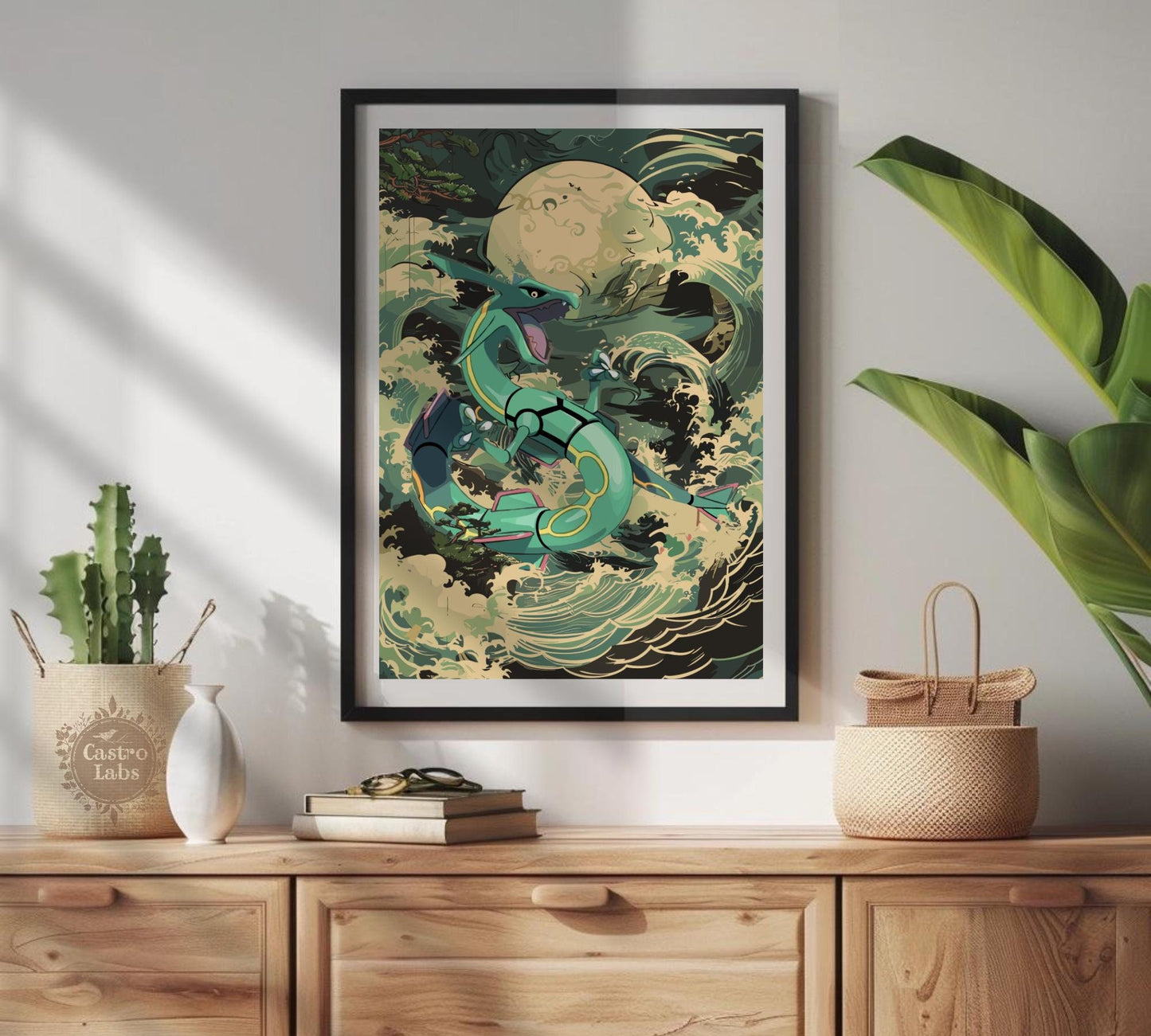 Rayquaza Poster: Japanese Tapestry Style Pokemon Anime Poster