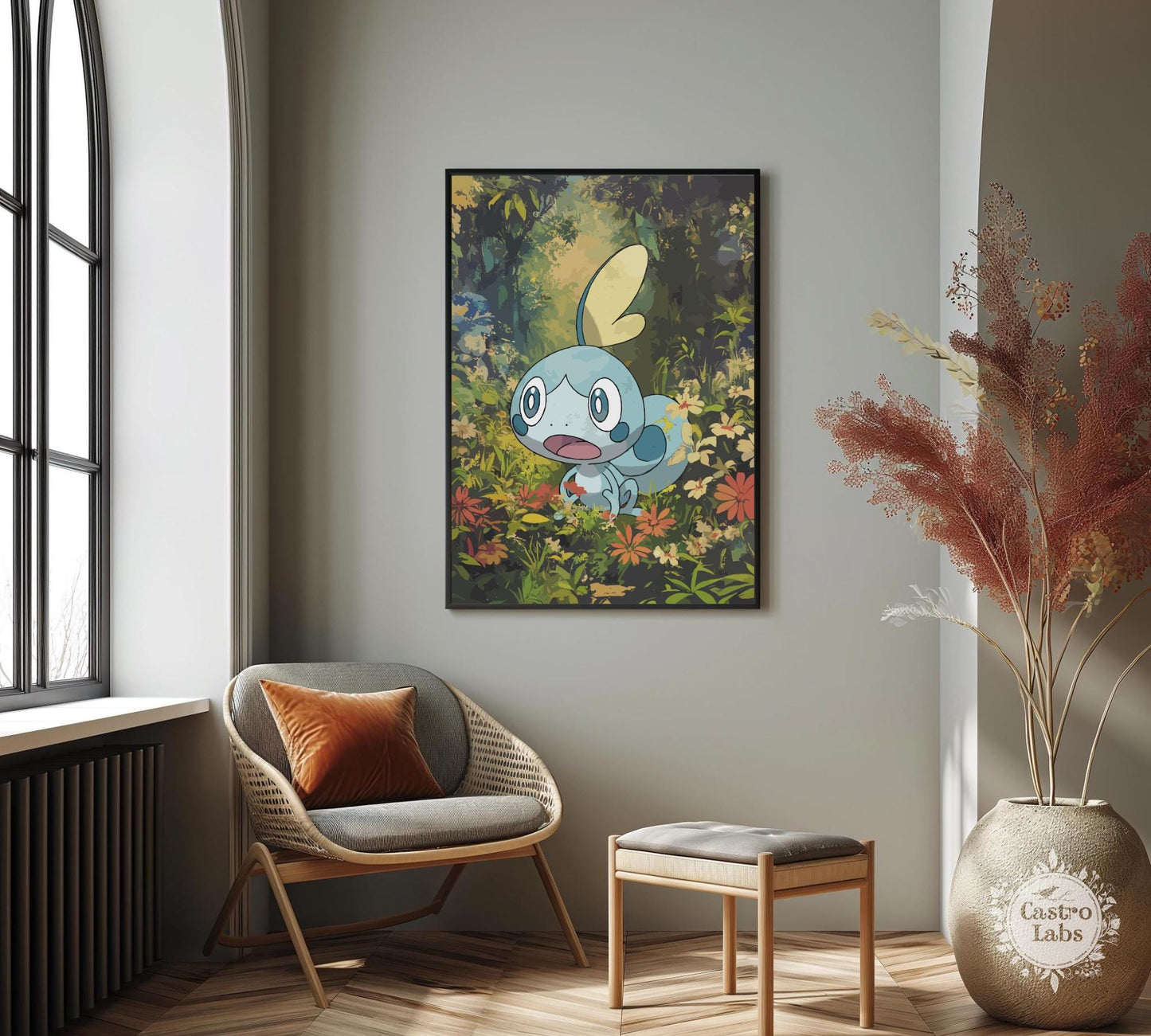 Sobble Poster: Japanese Tapestry Style Pokemon Anime Poster