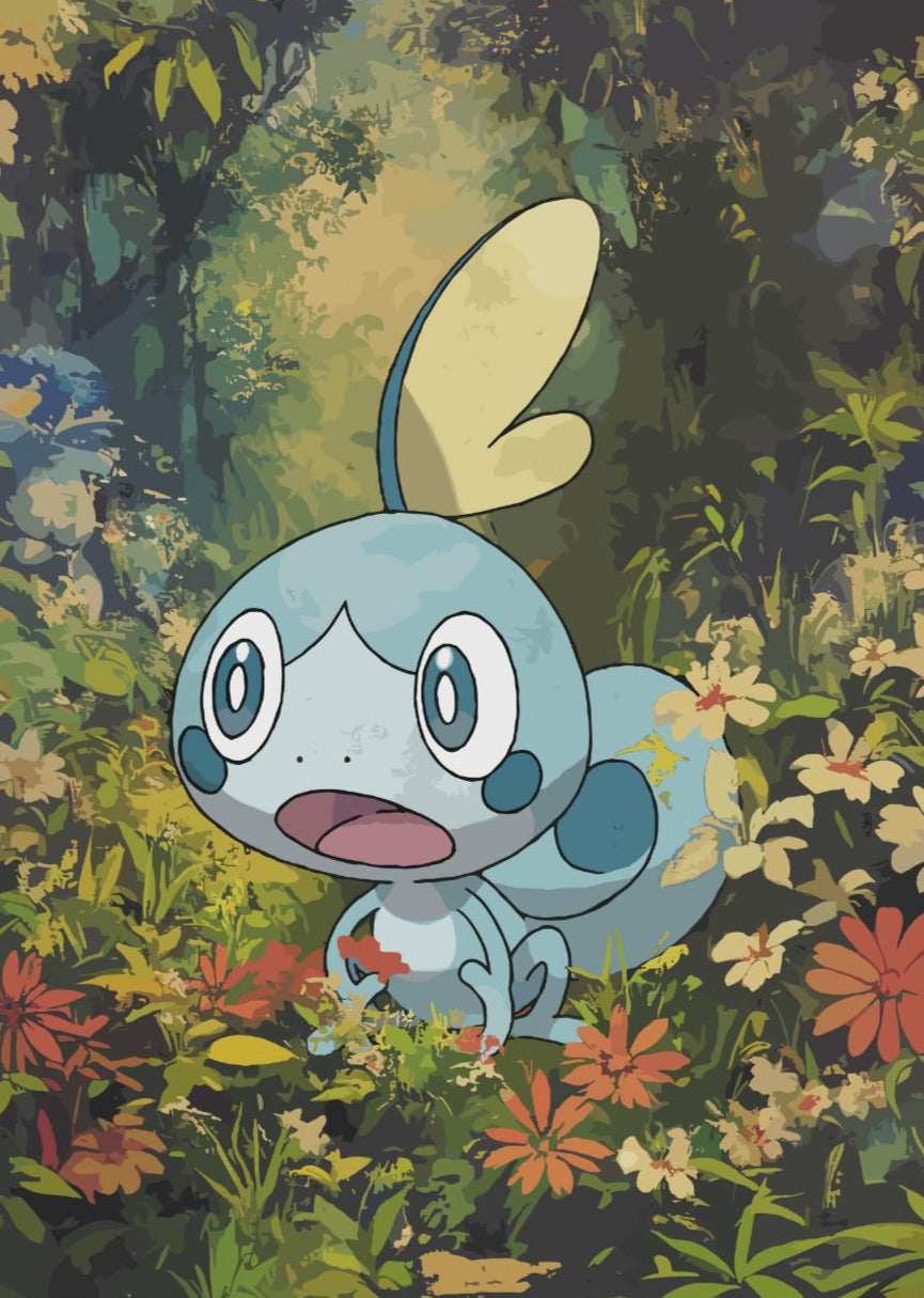 Sobble Poster: Japanese Tapestry Style Pokemon Anime Poster