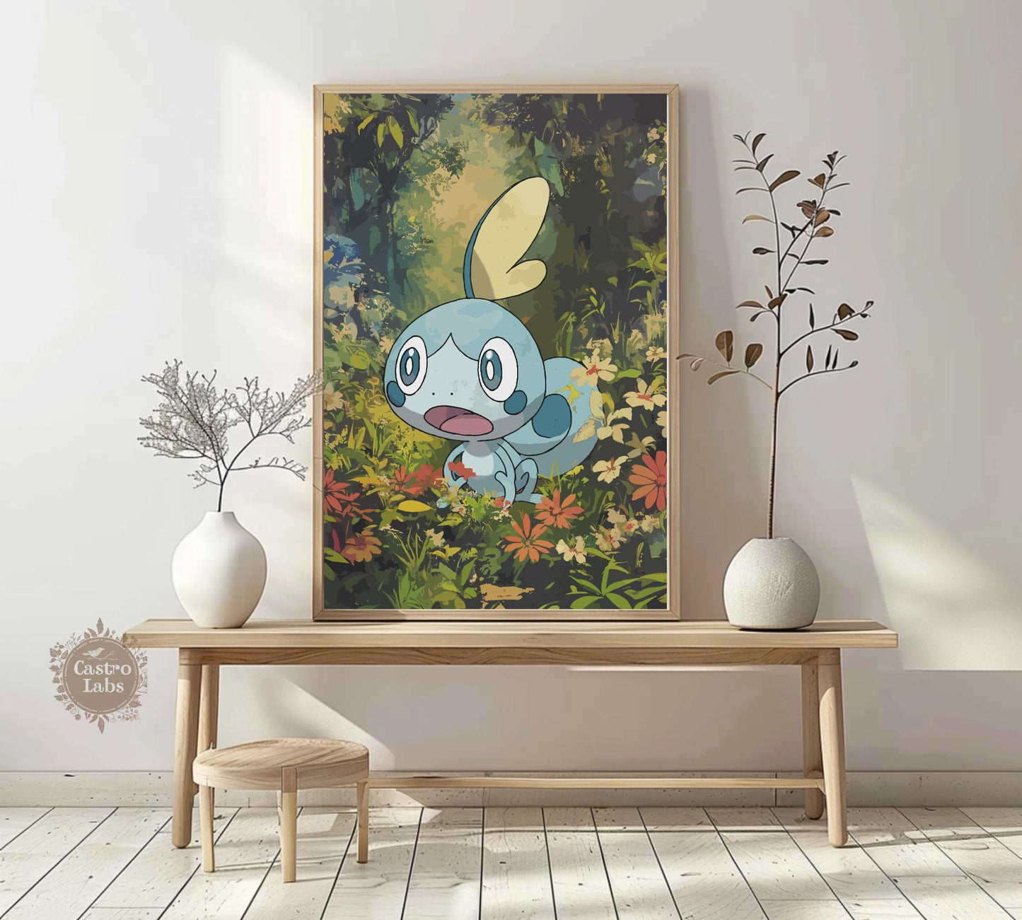 Sobble Poster: Japanese Tapestry Style Pokemon Anime Poster