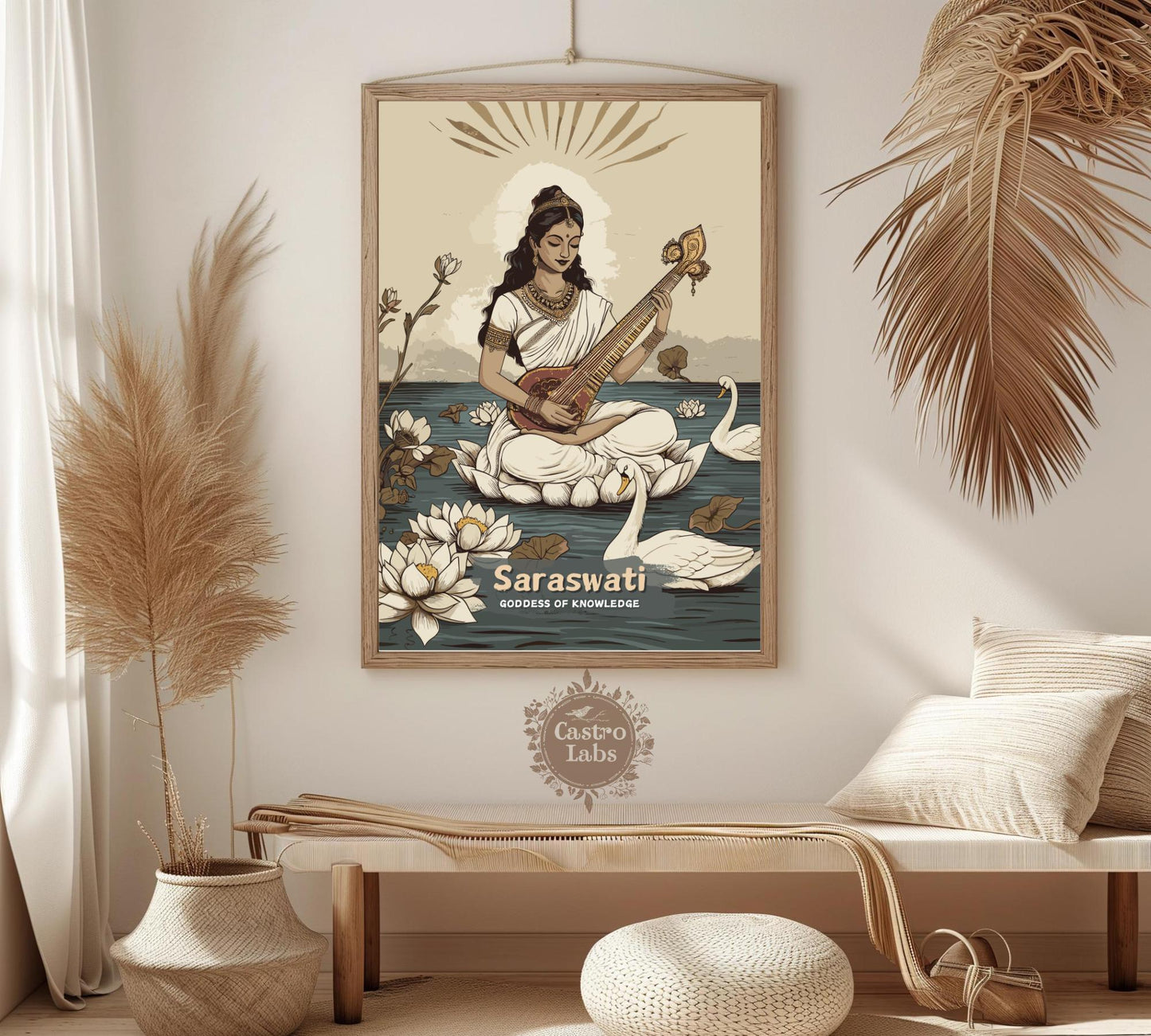 Saraswati Print - Hindu Mythology Poster