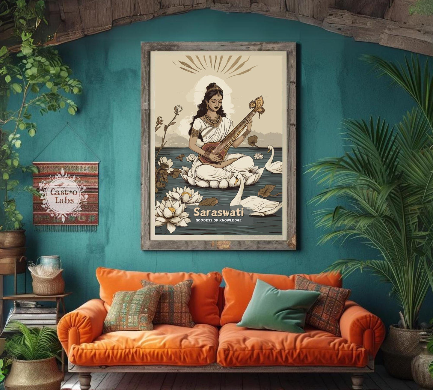 Saraswati Print - Hindu Mythology Poster